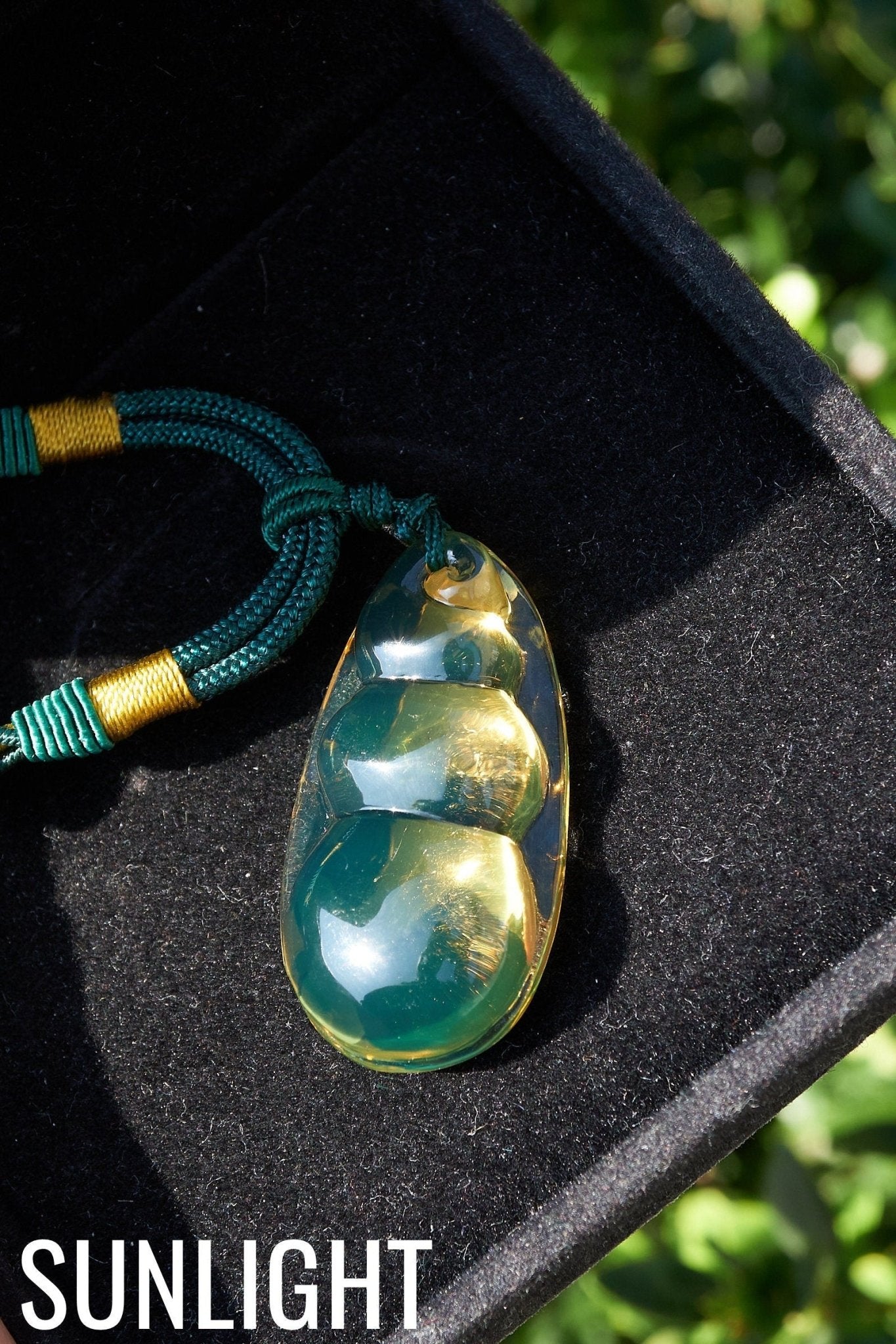 Blue amber necklace carved, Gourd - Larimar Creations