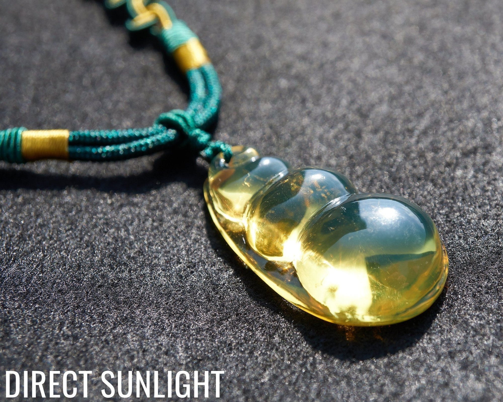 Blue amber necklace carved, Gourd - Larimar Creations