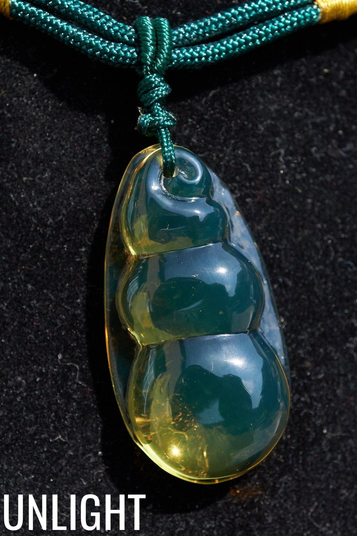 Blue amber necklace carved, Gourd - Larimar Creations