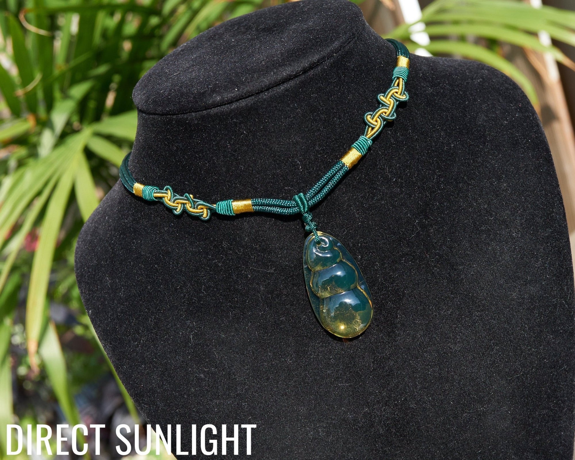 Blue amber necklace carved, Gourd - Larimar Creations