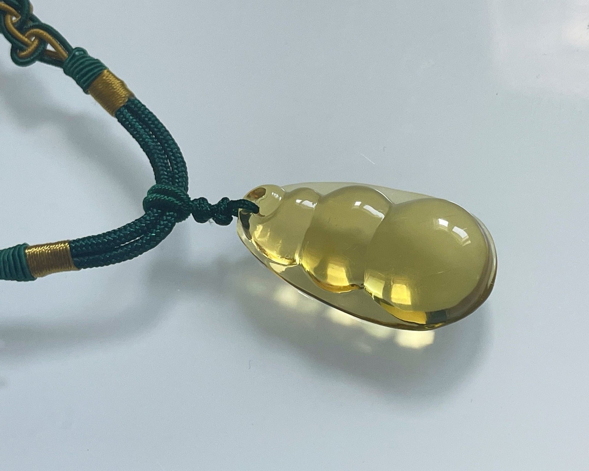 Blue amber necklace carved, Gourd - Larimar Creations