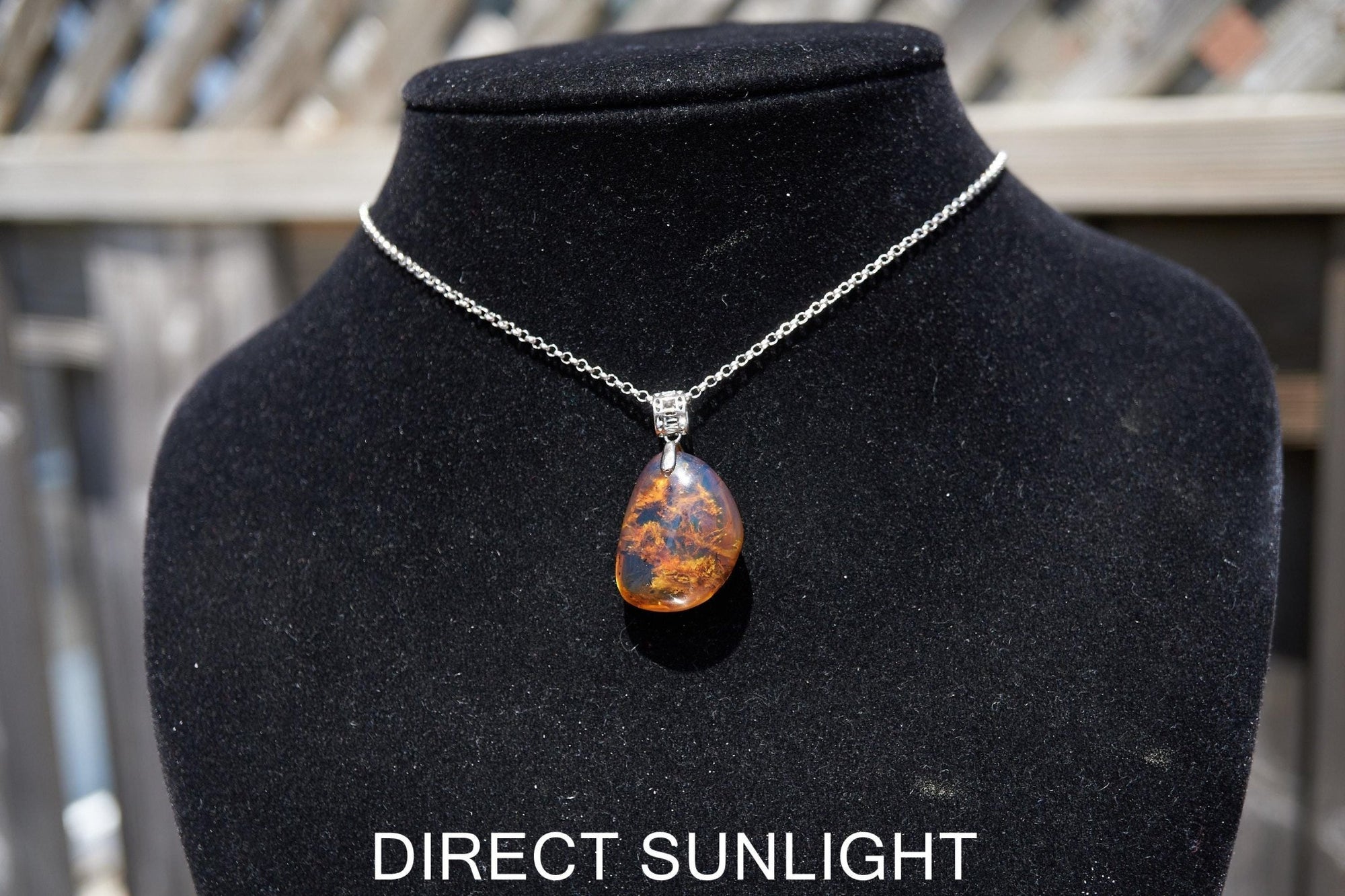 Blue Amber Pendant, Dominican Blue Amber Necklace, Natural Teardrop Amber Fossil, Handmade Amber Jewelry, Sterling Silver Pendant - Larimar Creations