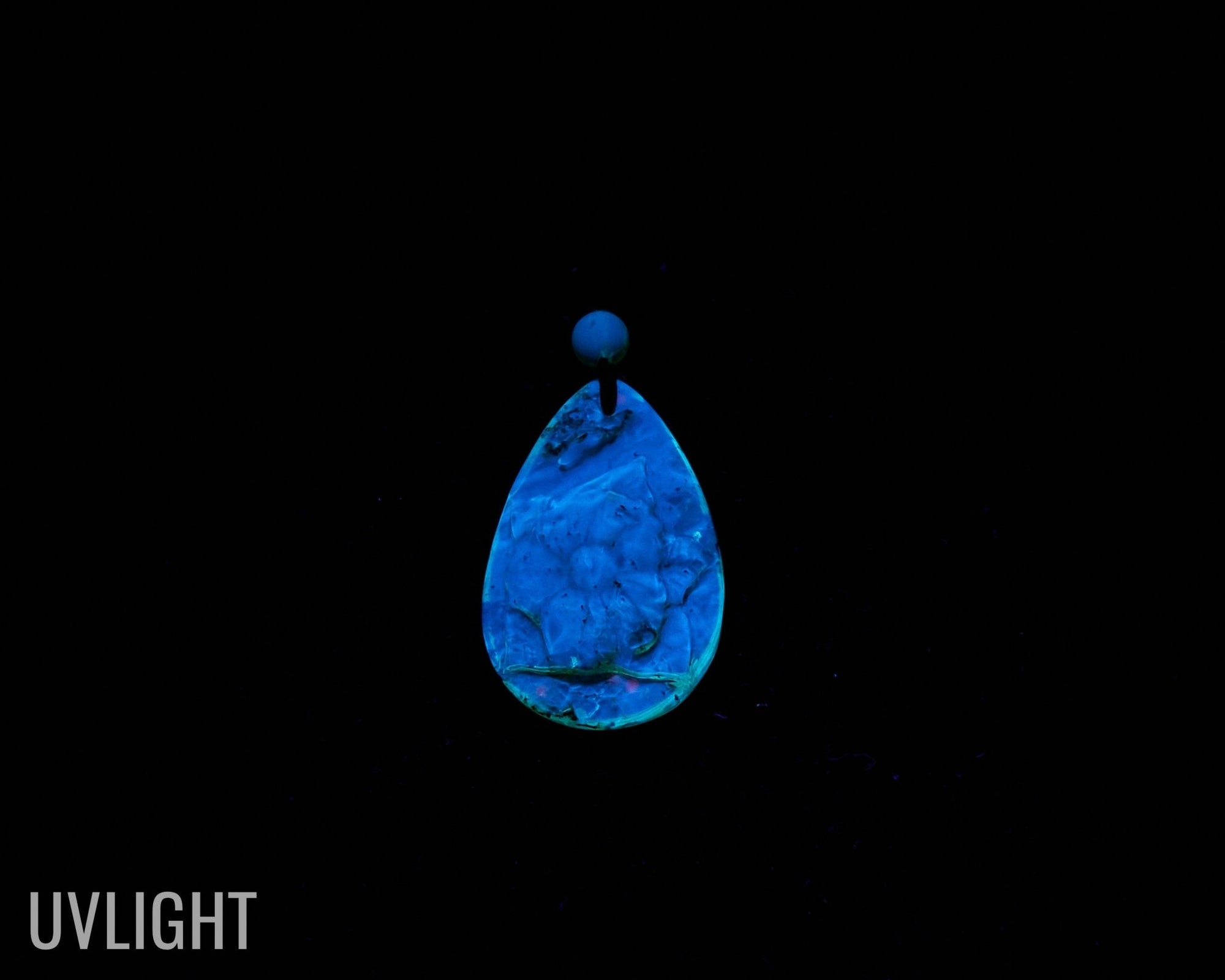 Blue Amber Pendant - Dominican Flower Cabochon Carved - Larimar Creations