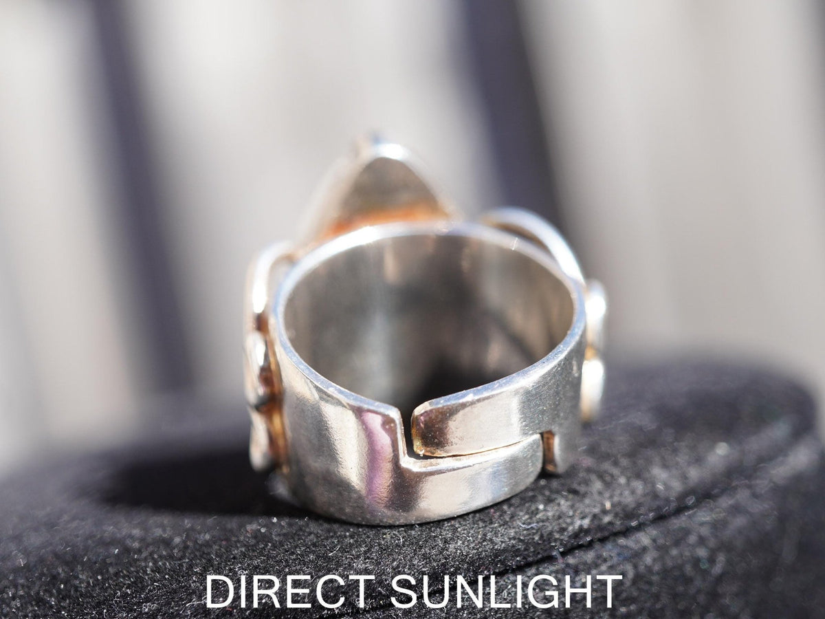Blue Amber Ring, Authentic Dominican, Adjustable 925 Silver - Larimar Creations
