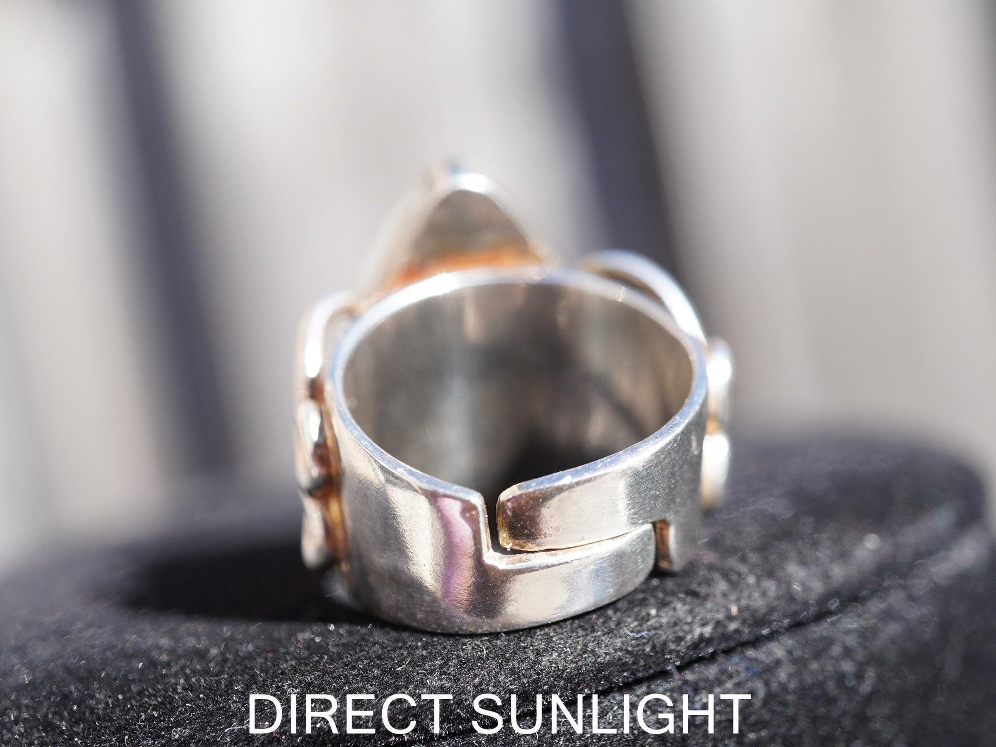 Blue Amber Ring, Authentic Dominican, Adjustable 925 Silver - Larimar Creations