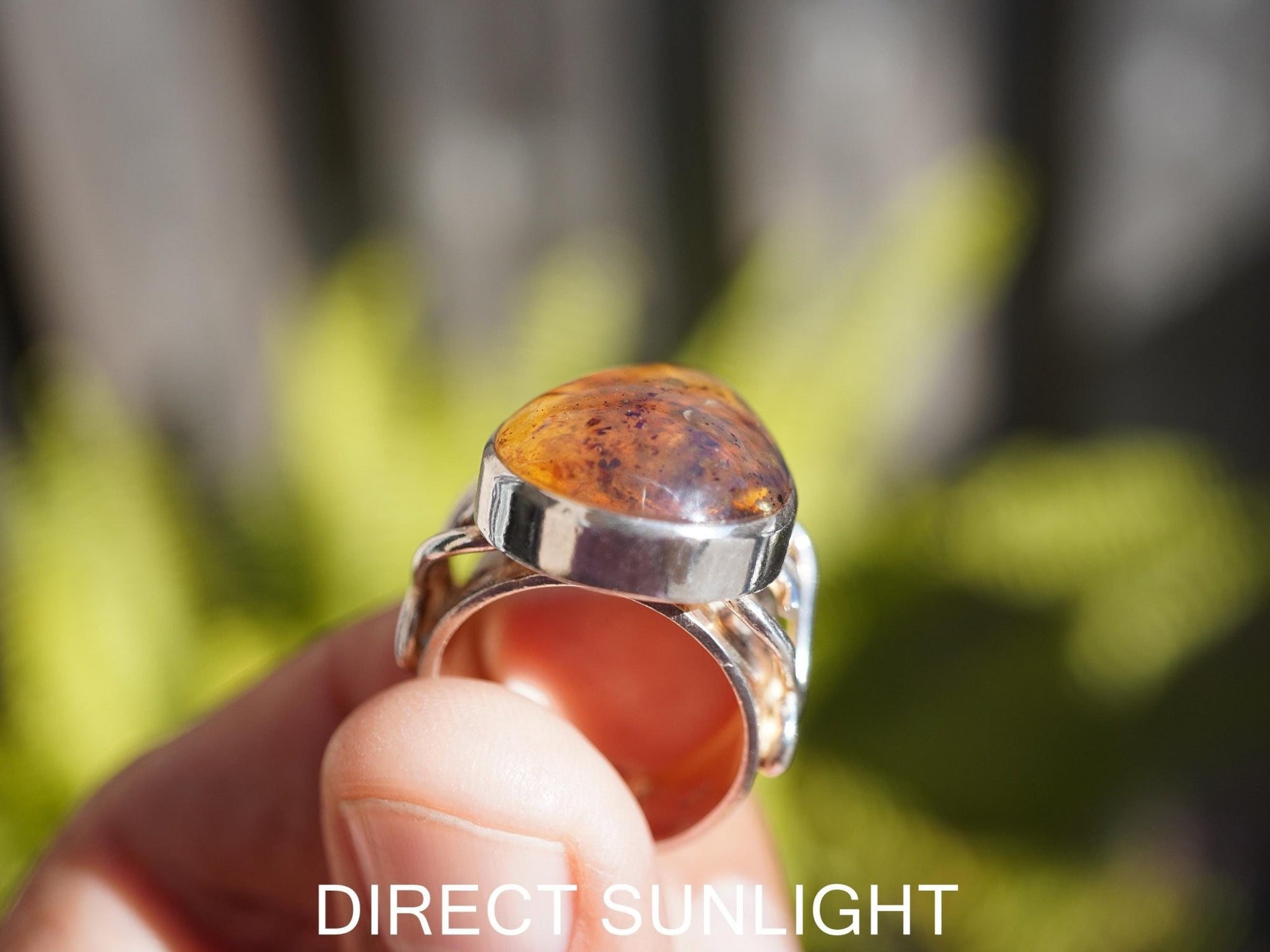 Blue Amber Ring, Authentic Dominican, Adjustable 925 Silver - Larimar Creations