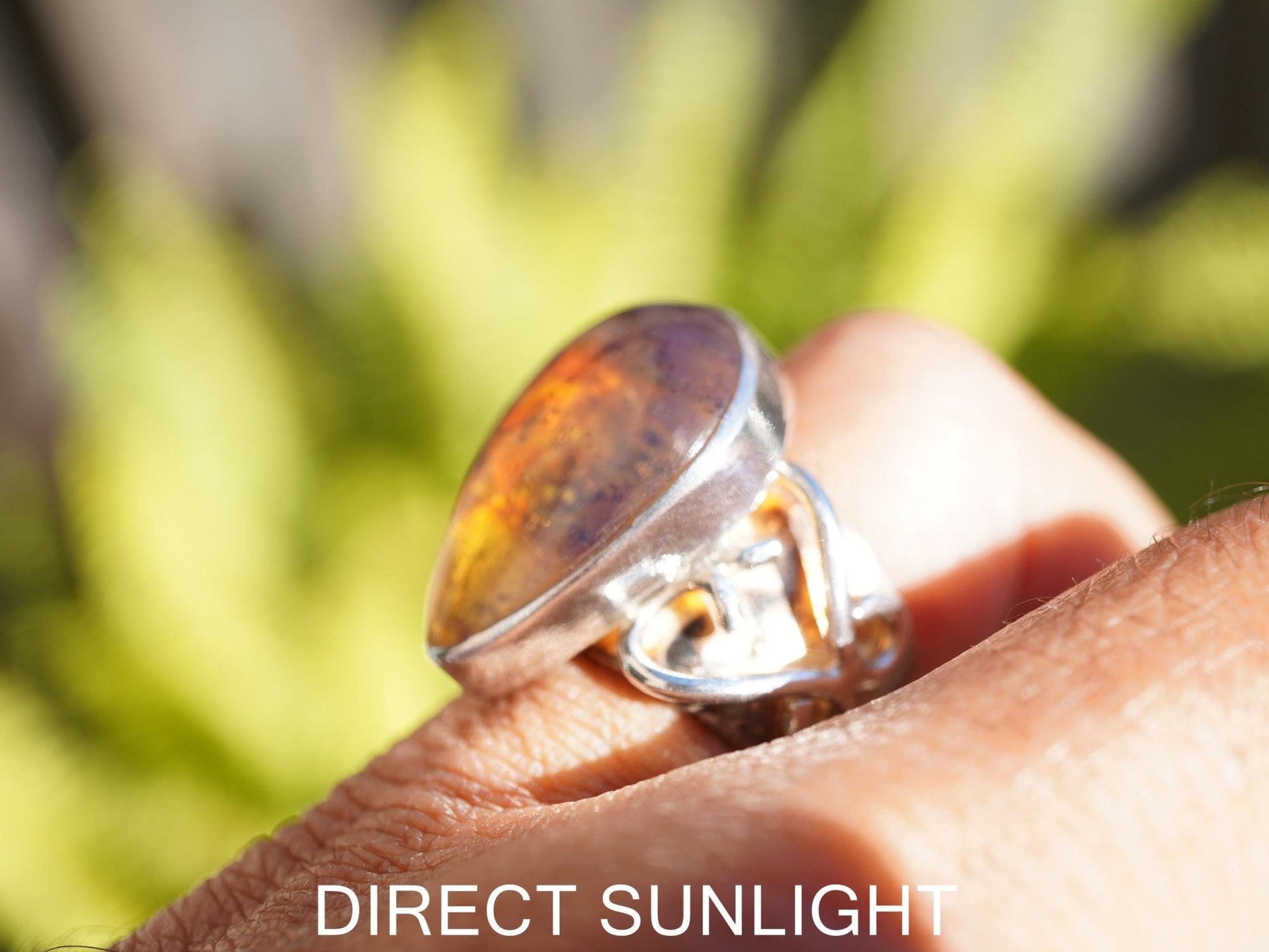 Blue Amber Ring, Authentic Dominican, Adjustable 925 Silver - Larimar Creations