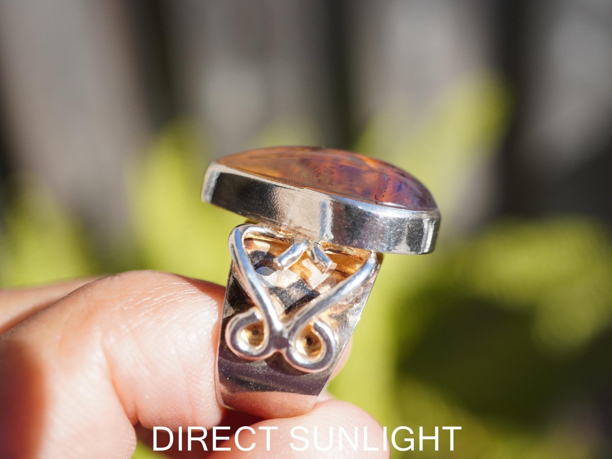 Blue Amber Ring, Authentic Dominican, Adjustable 925 Silver - Larimar Creations