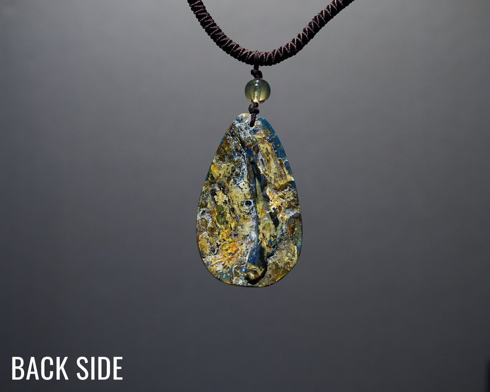Blue Amber Teardrop Pendant Necklace - Dominican Pear Shape - Larimar Creations