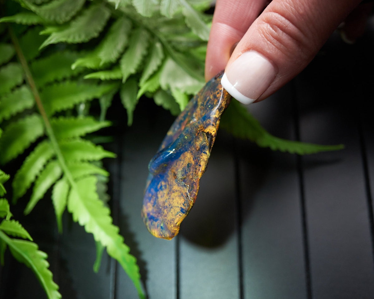 Blue Amber Teardrop Pendant Necklace - Dominican Pear Shape - Larimar Creations