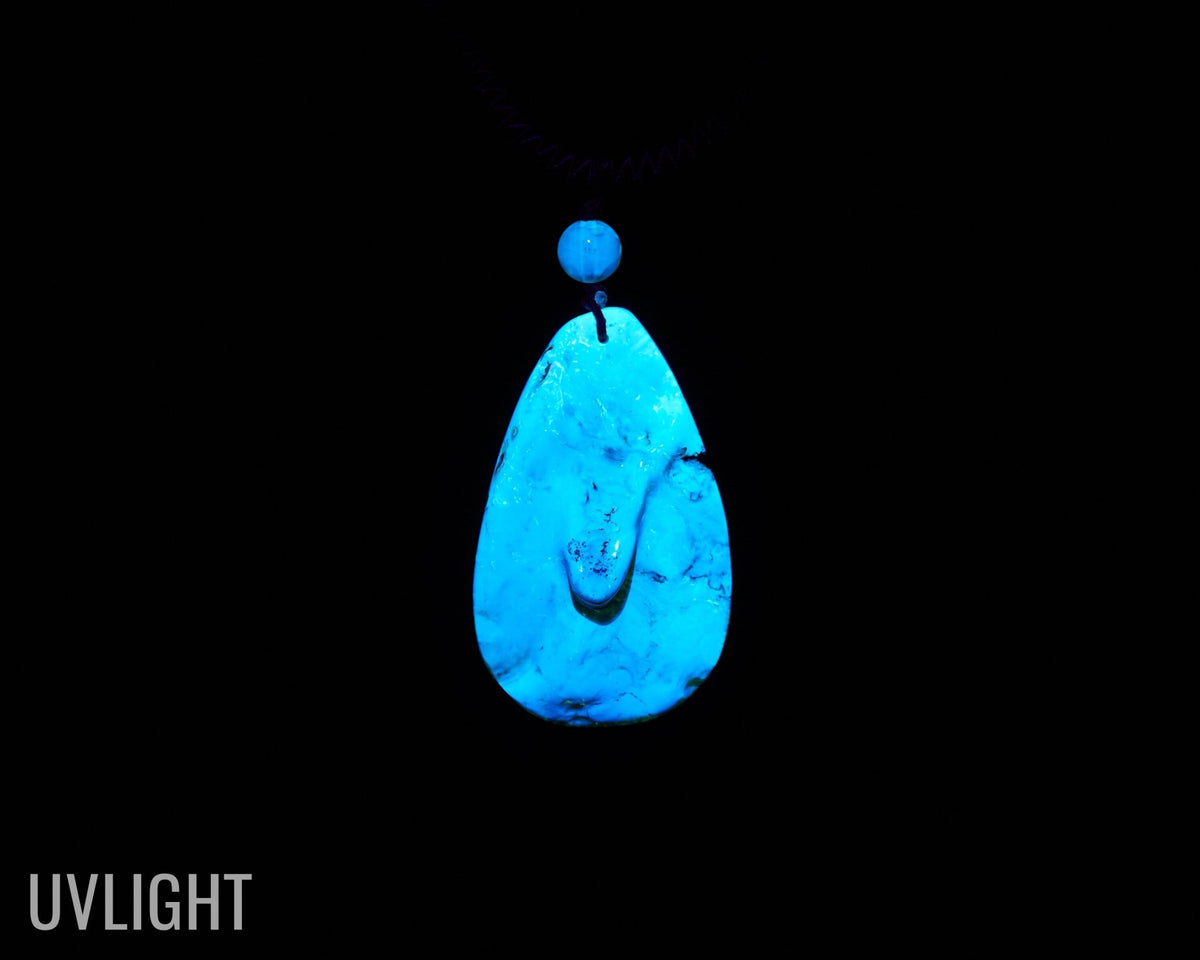 Blue Amber Teardrop Pendant Necklace - Dominican Pear Shape - Larimar Creations