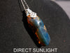 Blue Amber Dominican Pendant Necklace long shape