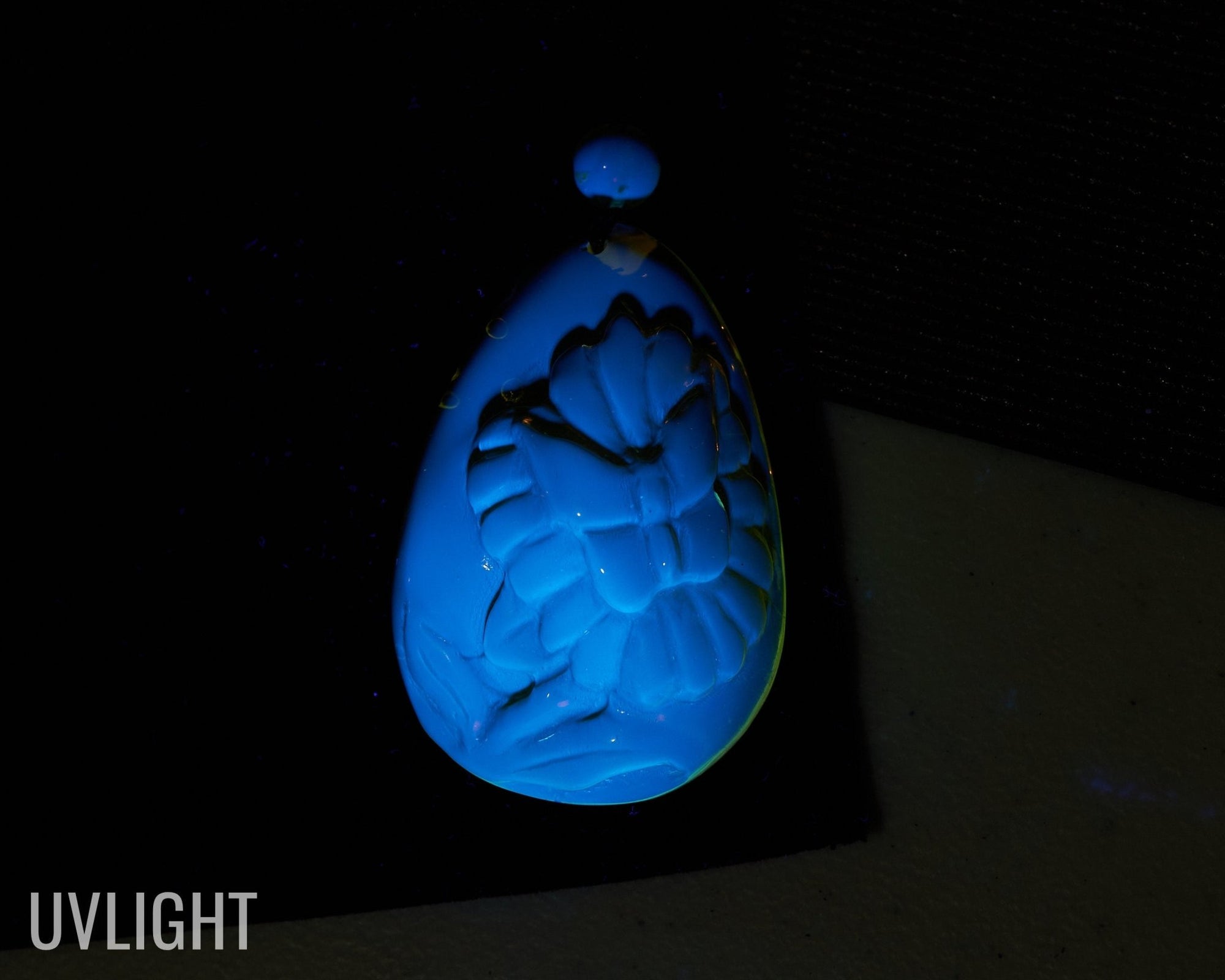 Dominican Amber Green Carving butterfly necklace - Larimar Creations