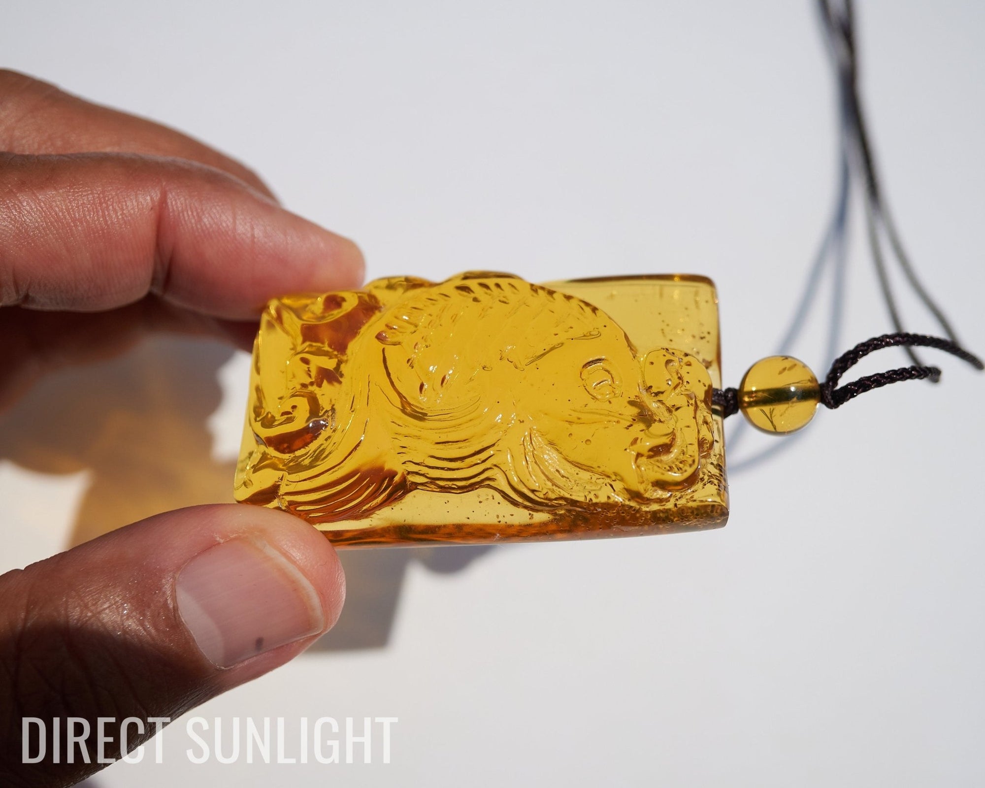 Dominican Amber Green Natural Amber Carving Koi fish Hand - Carved - Larimar Creations