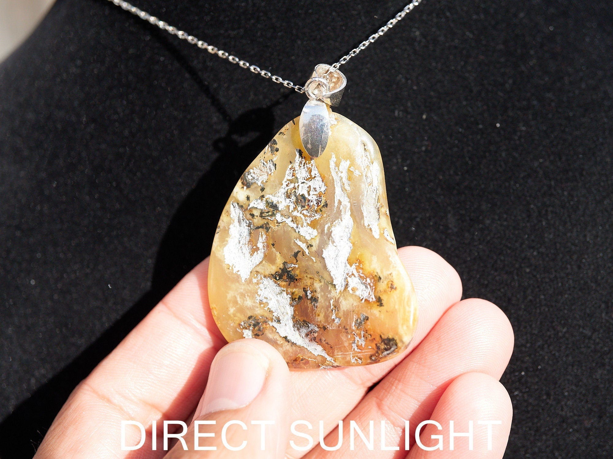 Dominican Amber Pendant: Natural Gemstone, Sterling Silver - Larimar Creations