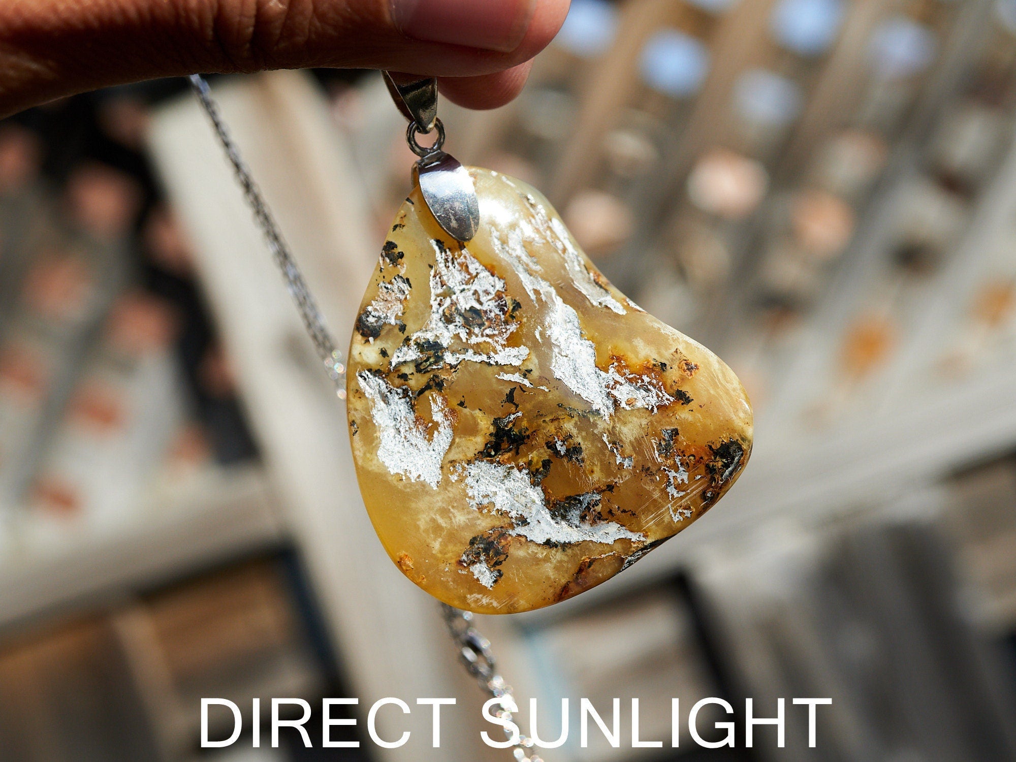 Dominican Amber Pendant: Natural Gemstone, Sterling Silver - Larimar Creations