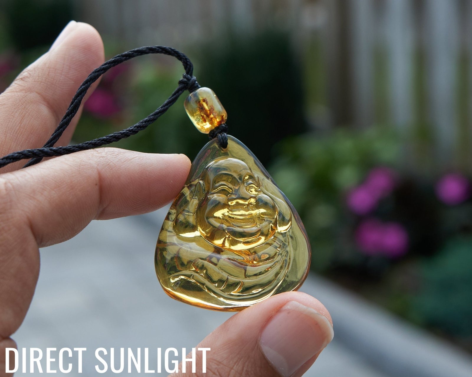 Dominican Blue Amber Buddha Pendant, Buddha Carving. - Larimar Creations