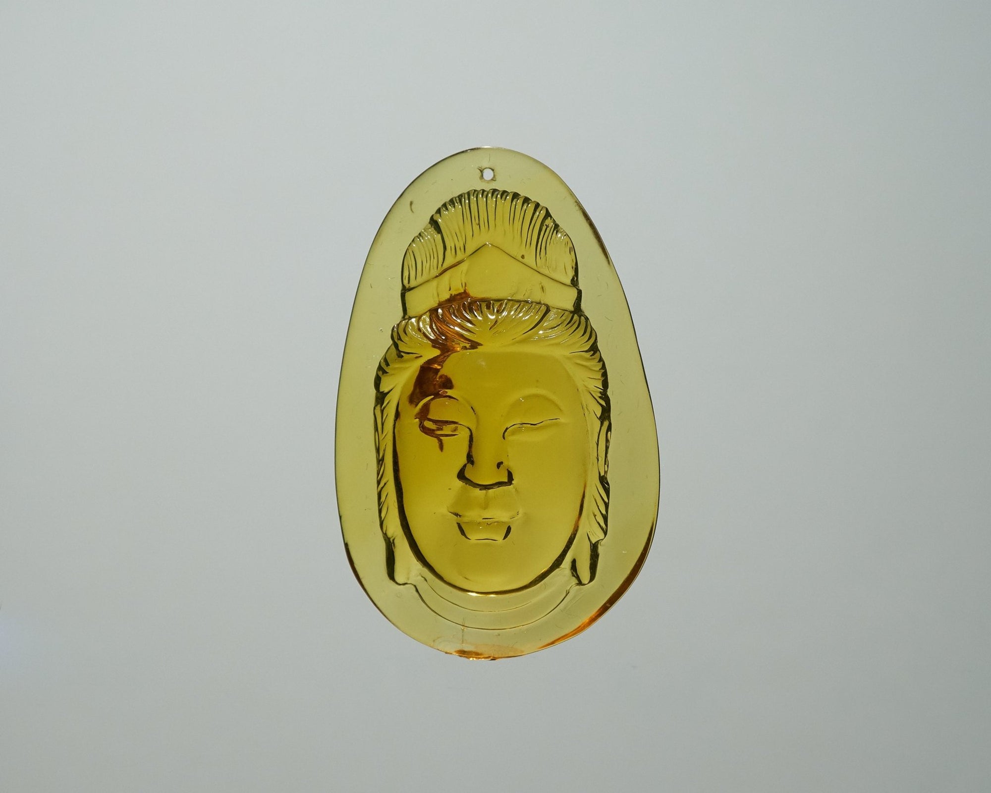 Dominican Blue Amber Kwan Yin Pendant, Meditation Necklace - Larimar Creations