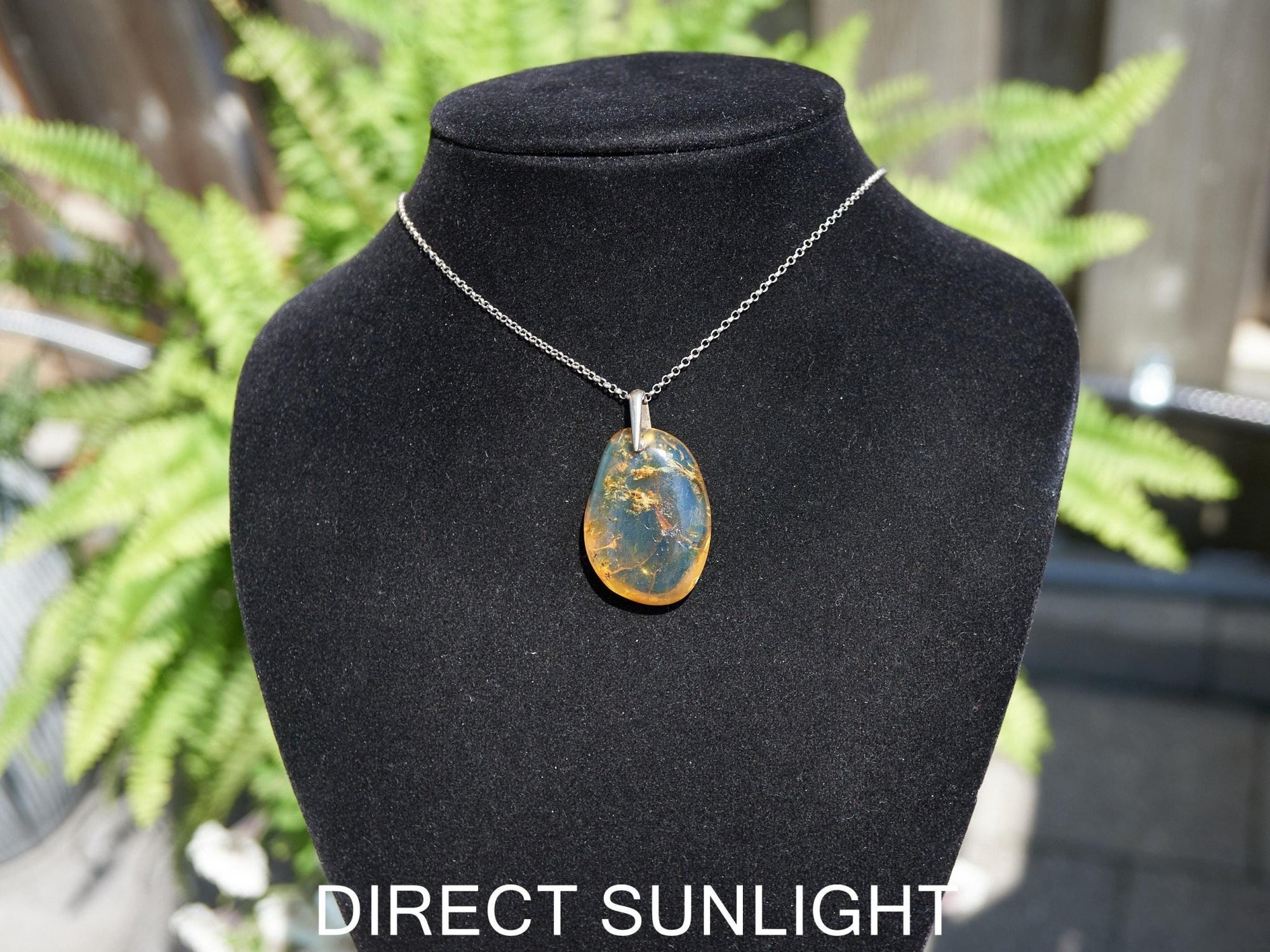 Blue Amber pendant, Dominican Blue amber cabochon polished teardrop shape 925 Sterling Silver Pendant, gift for her,