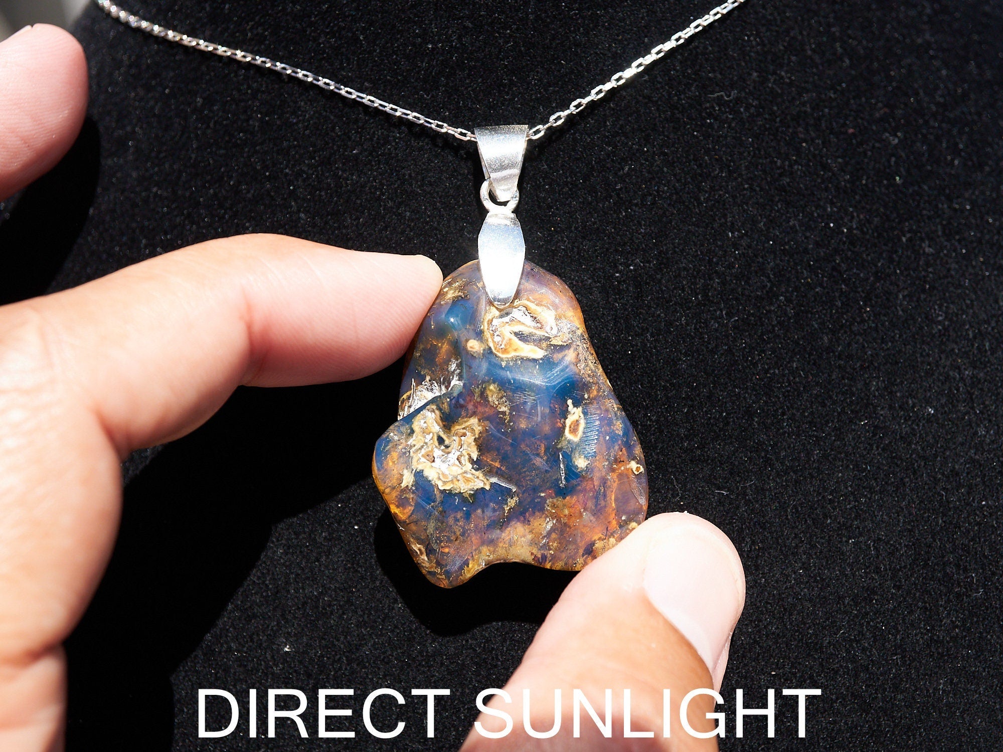 Dominican Blue Amber Pendant | 925 Silver - Larimar Creations