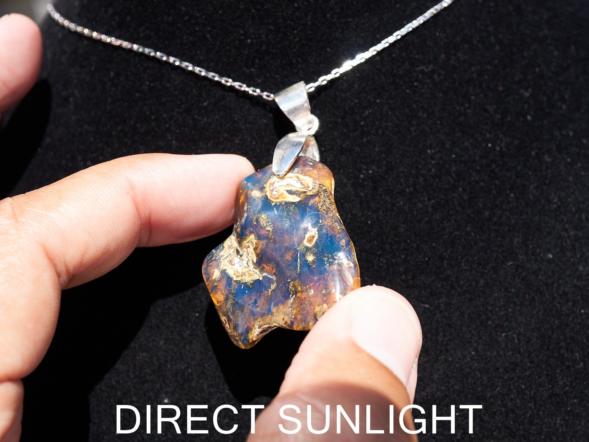 Dominican Blue Amber Pendant | 925 Silver - Larimar Creations