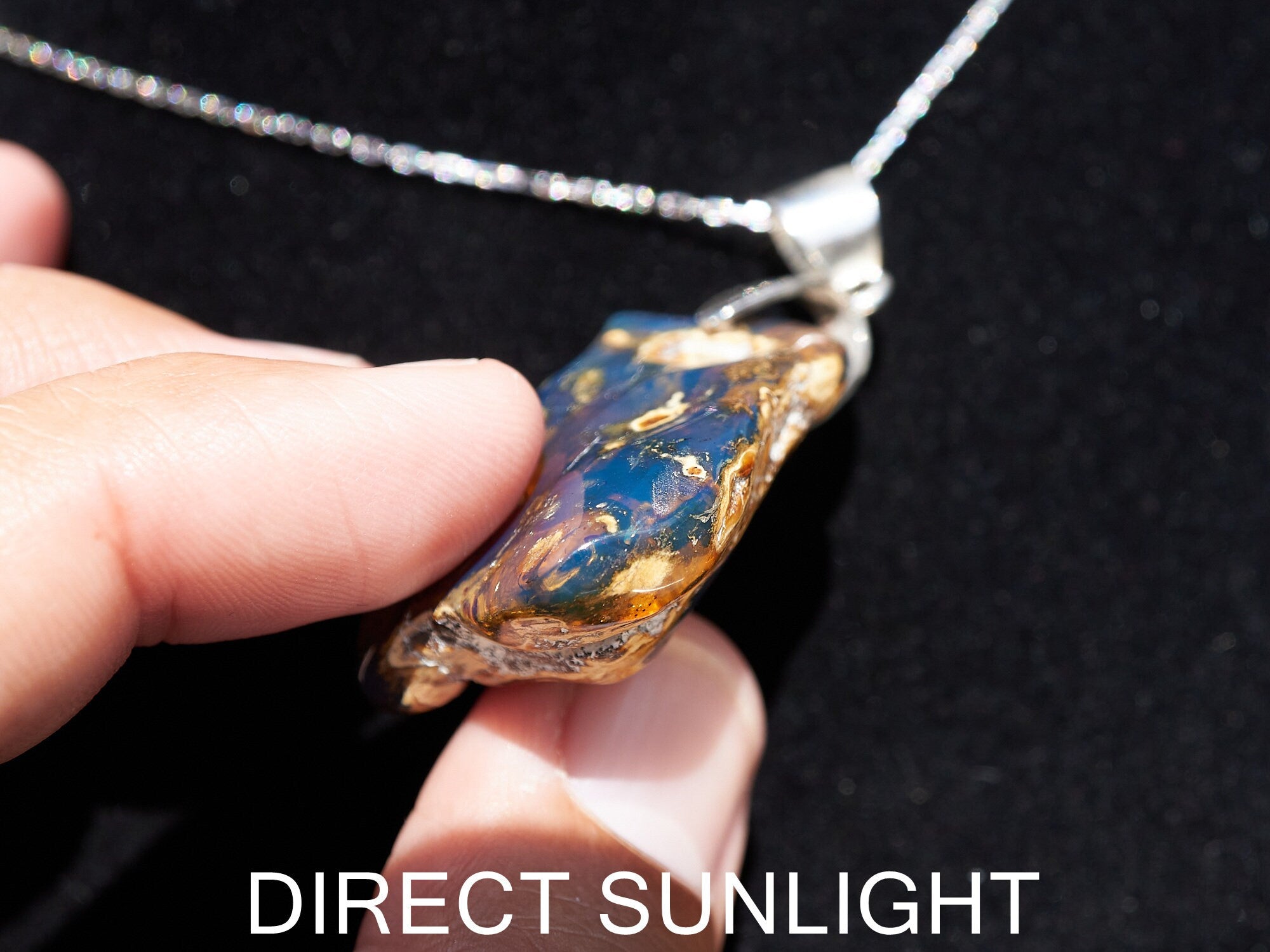 Dominican Blue Amber Pendant | 925 Silver - Larimar Creations