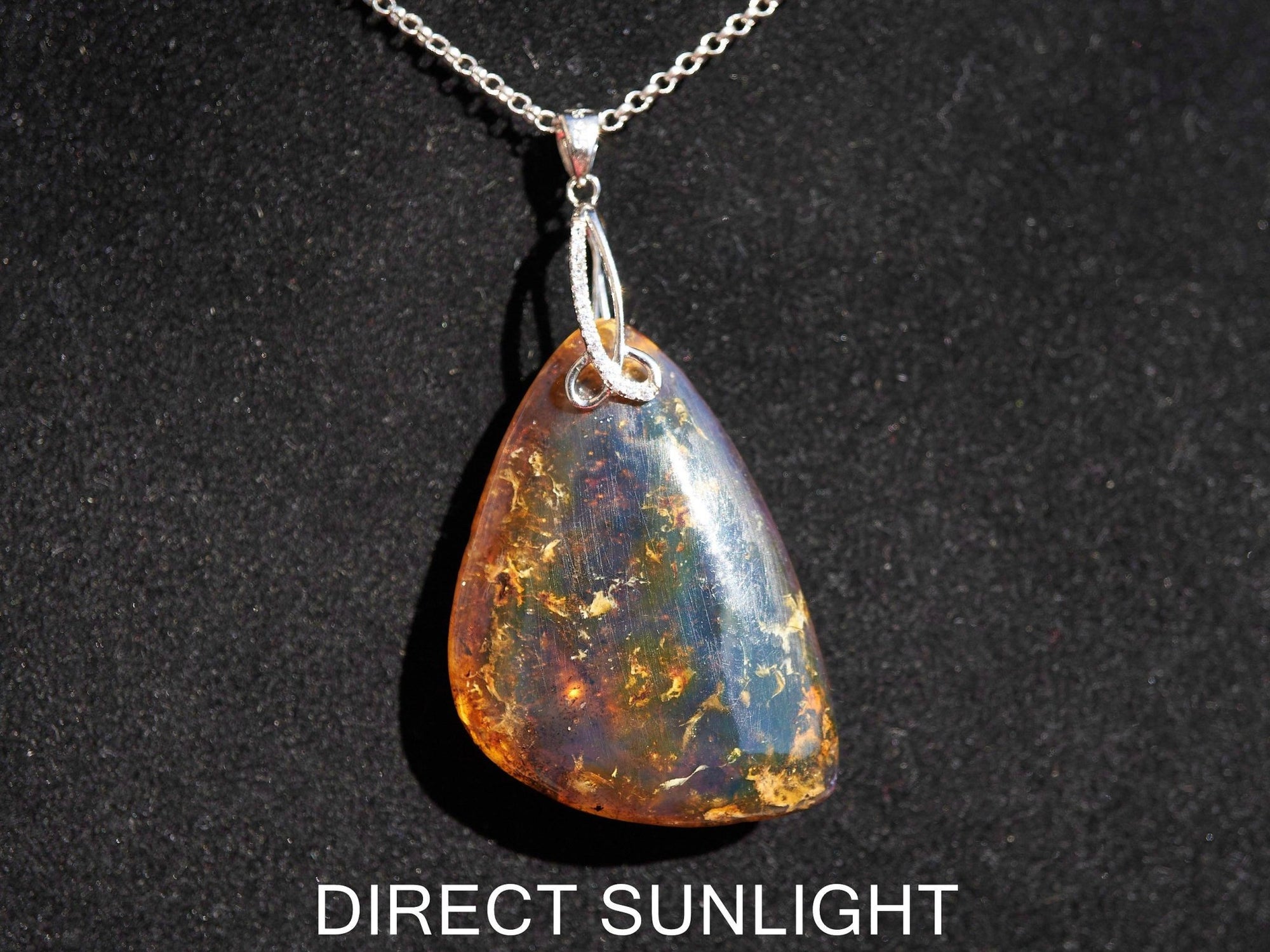 Dominican Blue Amber Pendant / 925 Silver - Larimar Creations