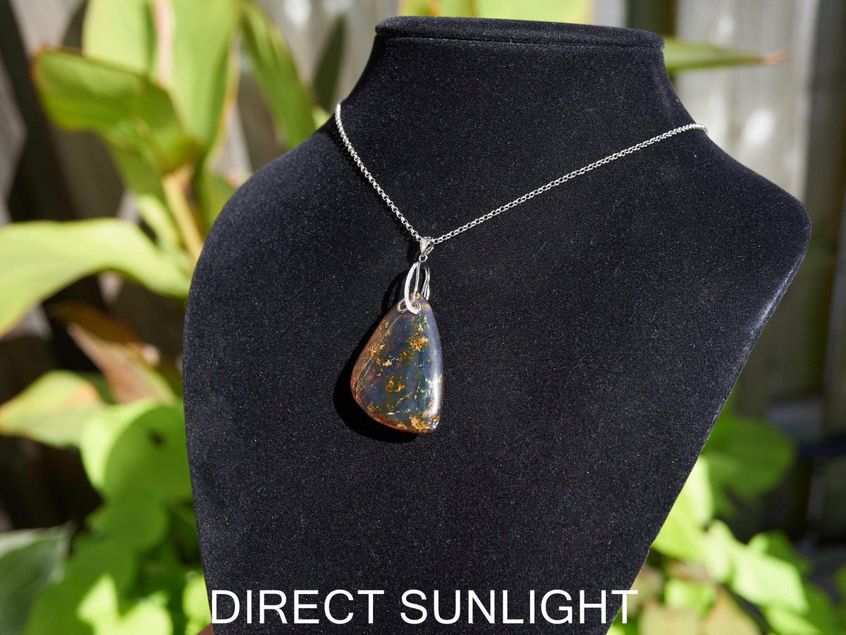 Dominican Blue Amber Pendant / 925 Silver - Larimar Creations