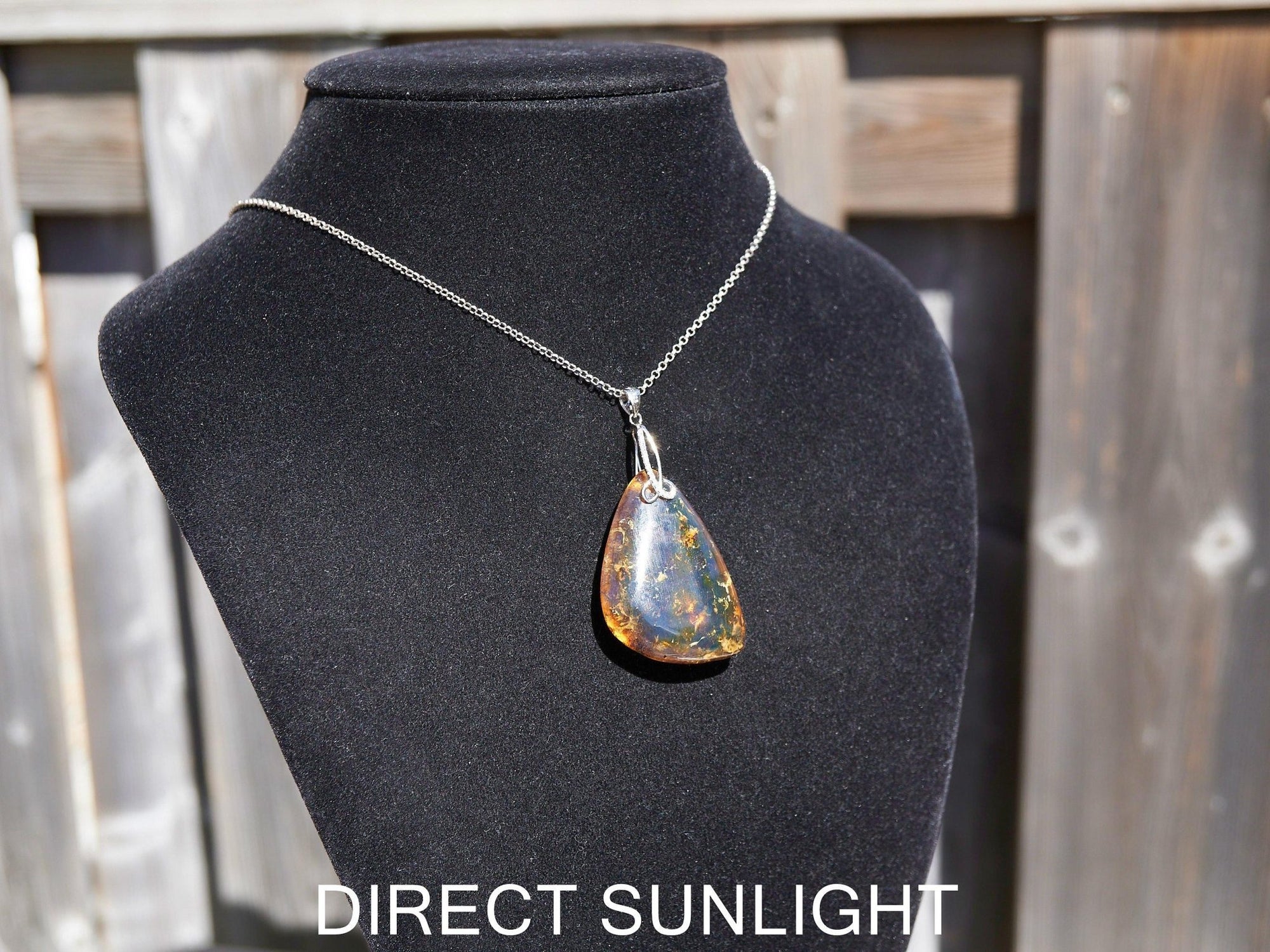 Dominican Blue Amber Pendant / 925 Silver - Larimar Creations