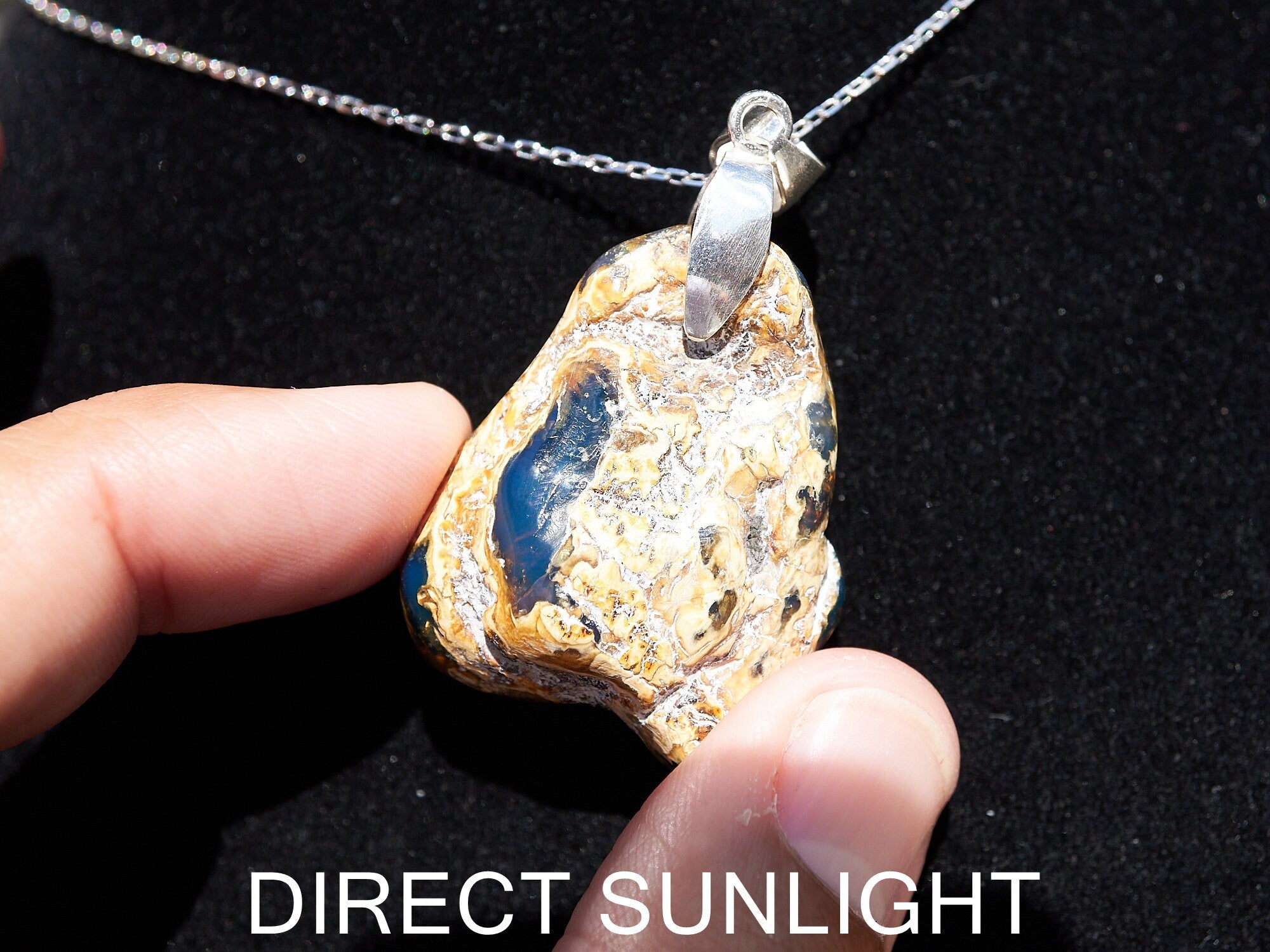 Dominican Blue Amber Pendant | 925 Silver - Larimar Creations