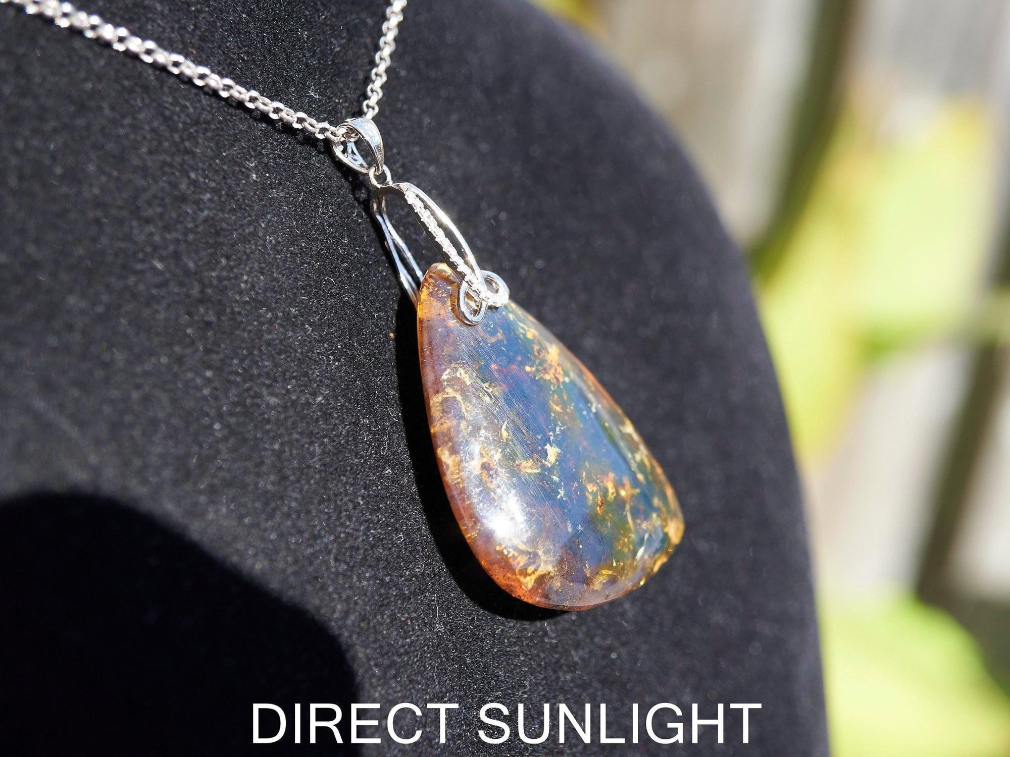 Dominican Blue Amber Pendant / 925 Silver - Larimar Creations