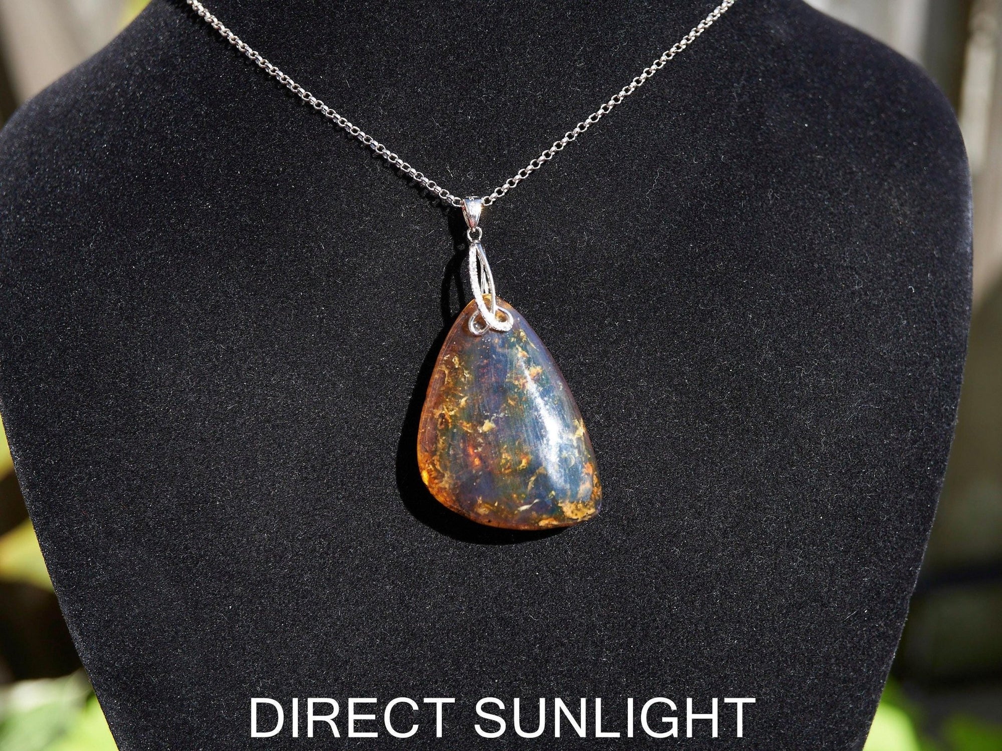 Dominican Blue Amber Pendant / 925 Silver - Larimar Creations