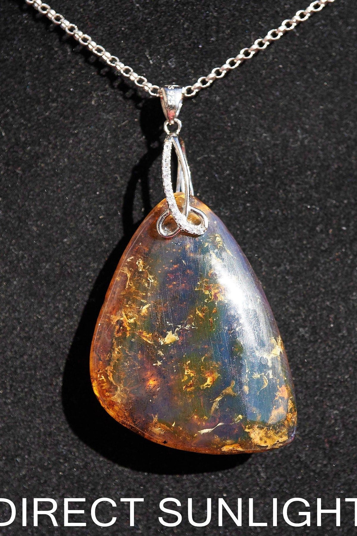 Dominican Blue Amber Pendant / 925 Silver - Larimar Creations