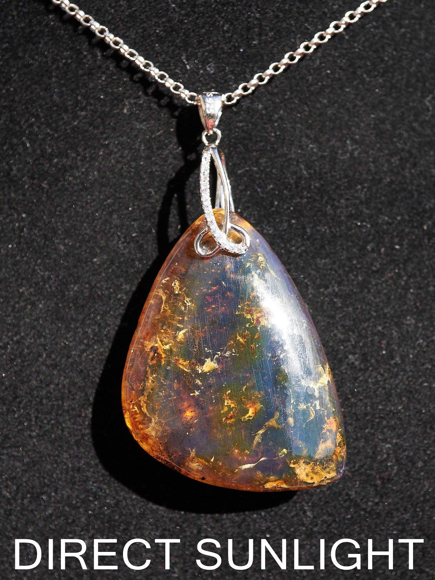 Dominican Blue Amber Pendant / 925 Silver - Larimar Creations