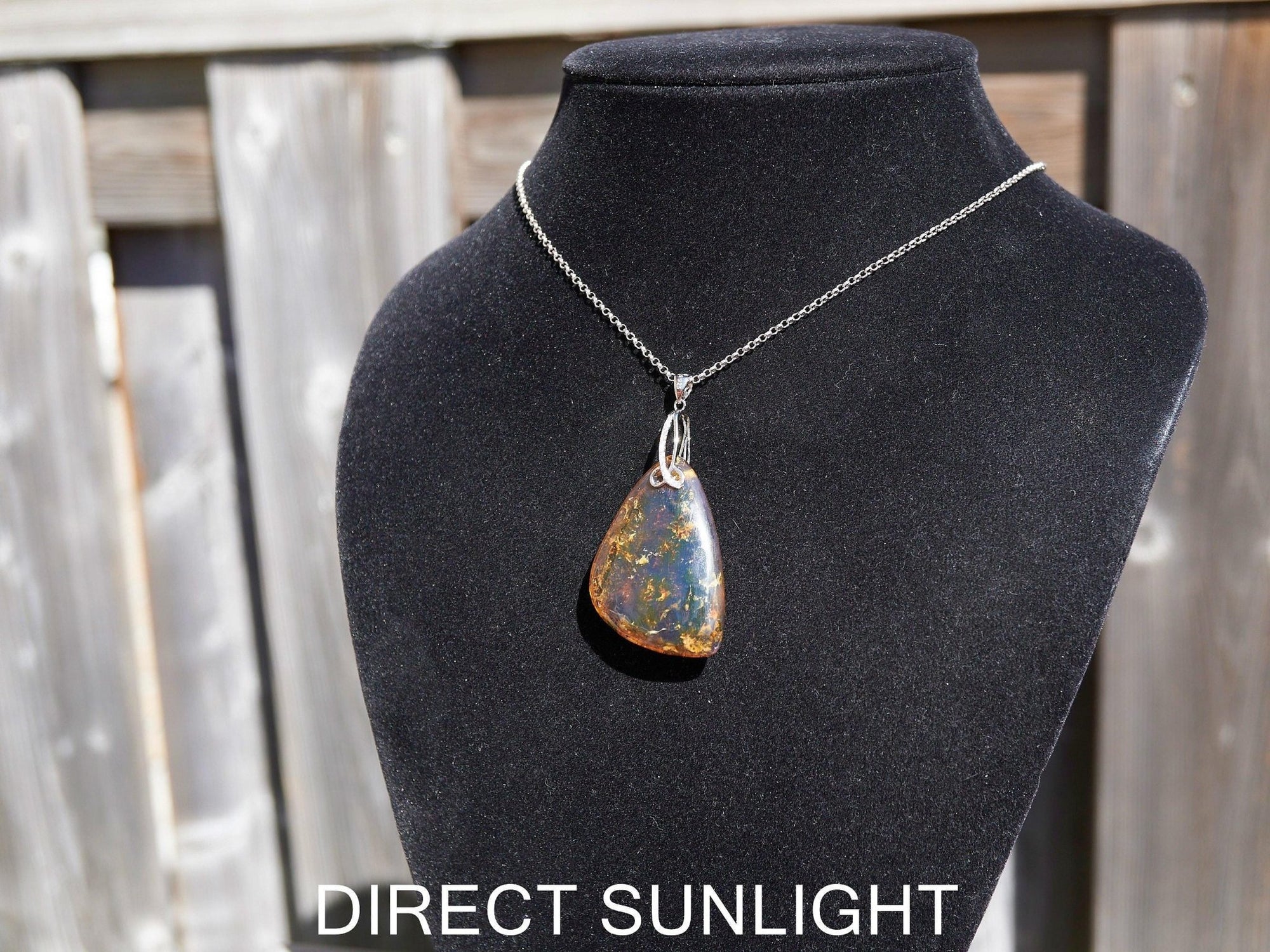 Dominican Blue Amber Pendant / 925 Silver - Larimar Creations