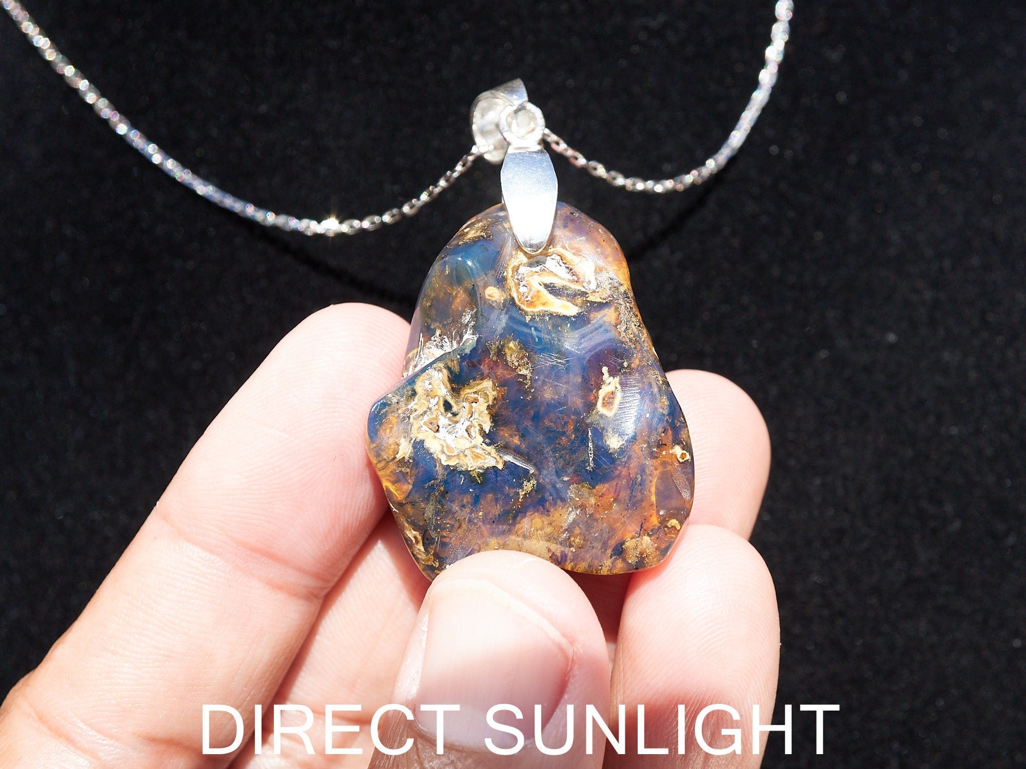 Dominican Blue Amber Pendant | 925 Silver - Larimar Creations