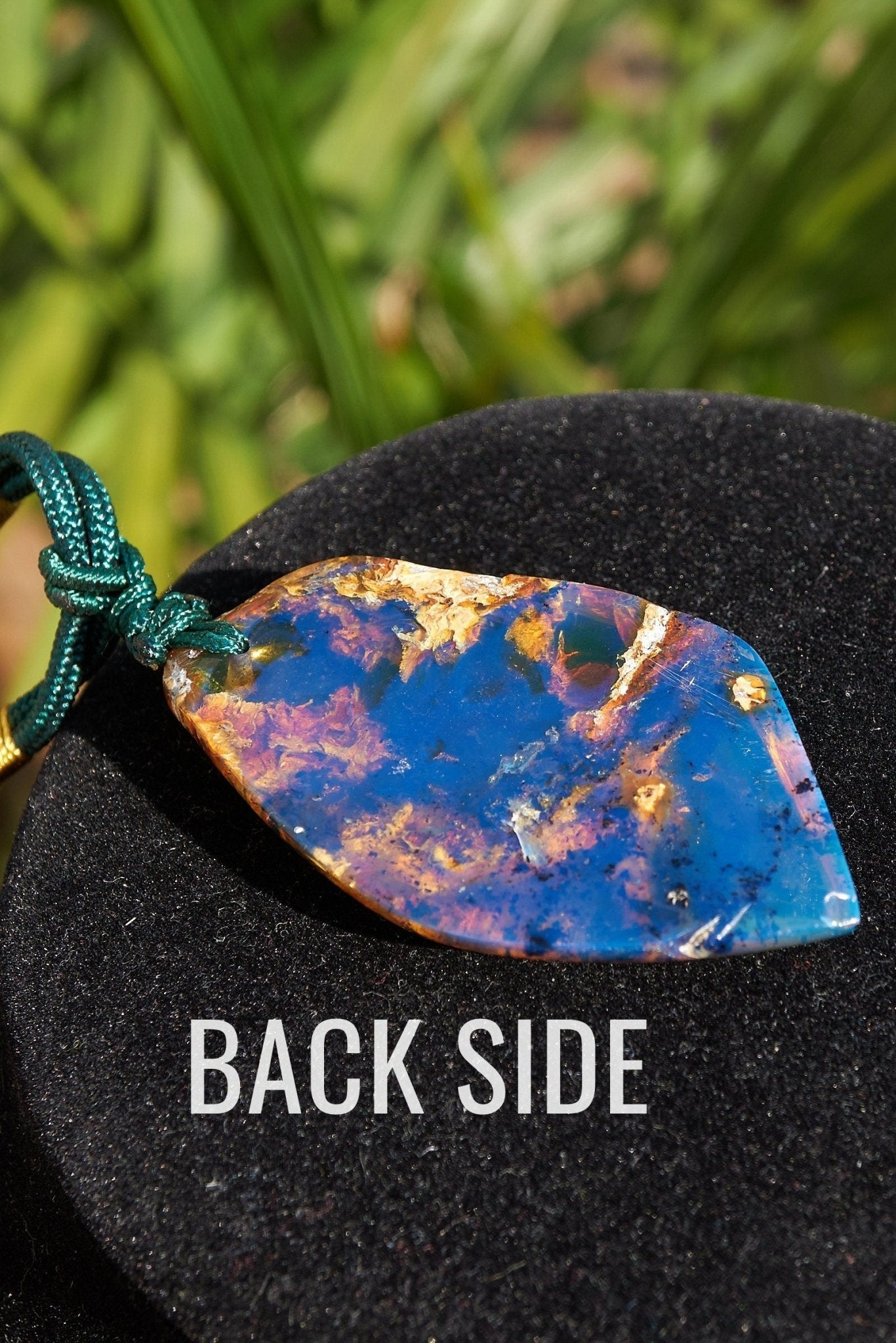 Dominican Blue Amber Pendant | Adjustable Rope Necklace - Larimar Creations