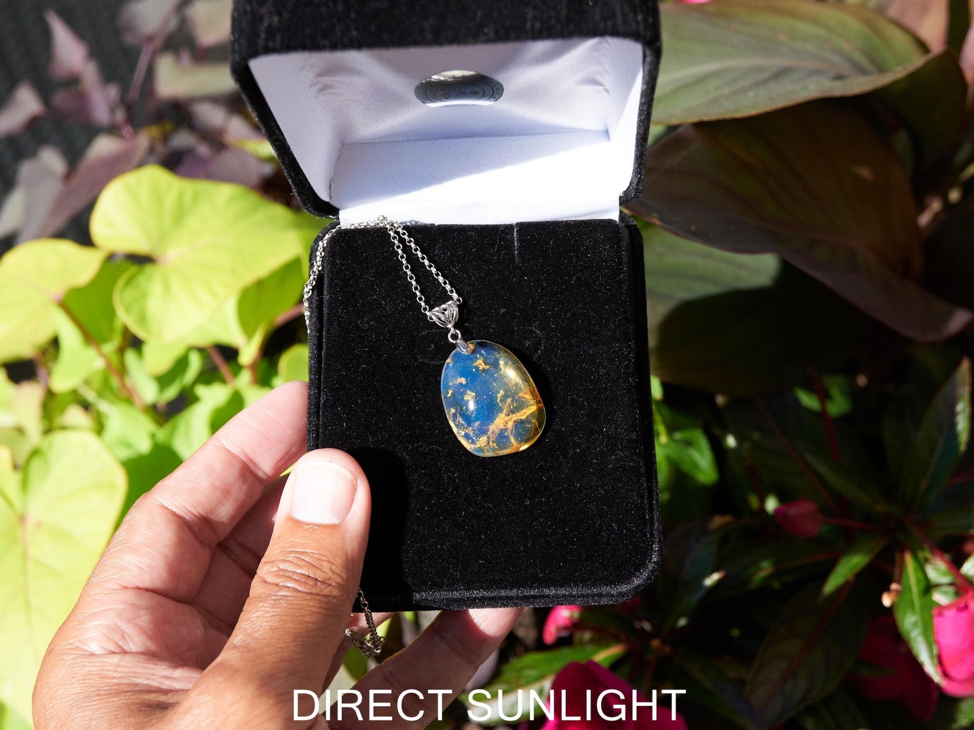 Dominican Blue Amber Pendant – 925 Sterling Silver Necklace – Natural Blue Gemstone Jewelry – Handmade Amber Gift for Her, blue Amber teardr
