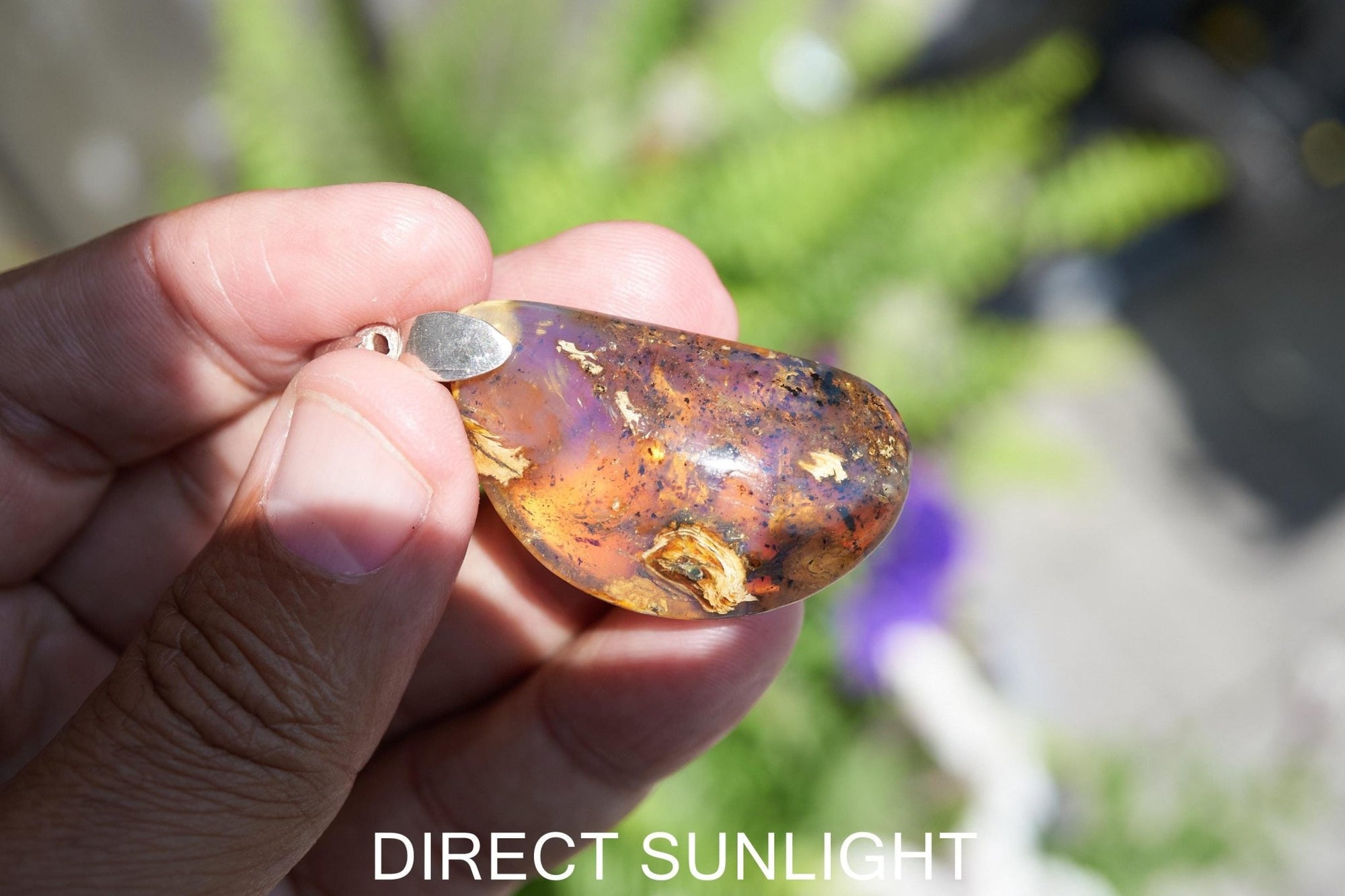 Dominican Blue Amber Sterling Silver Pendant Necklace: 39 Carat Gemstone - Larimar Creations