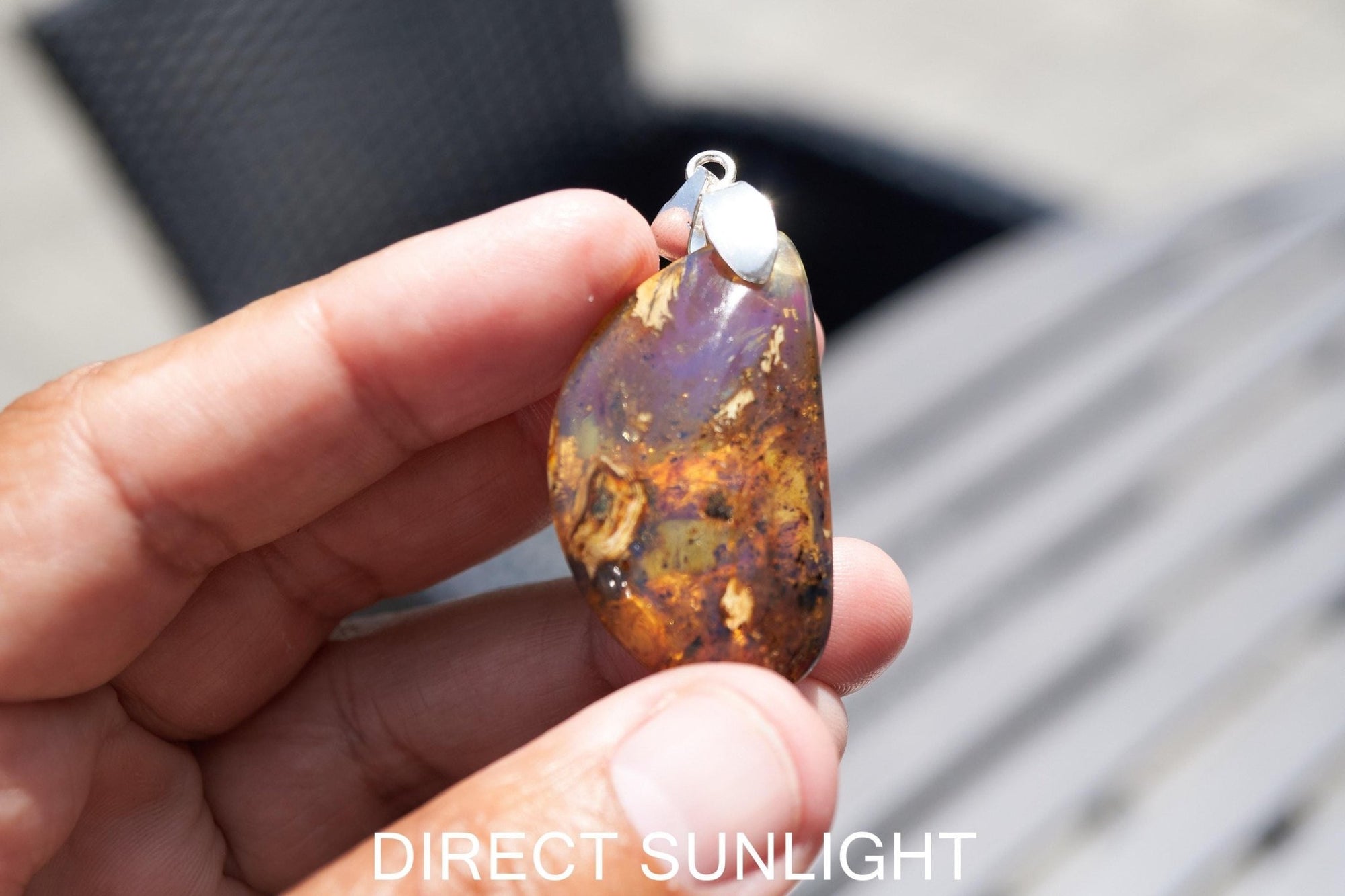 Dominican Blue Amber Sterling Silver Pendant Necklace: 39 Carat Gemstone - Larimar Creations