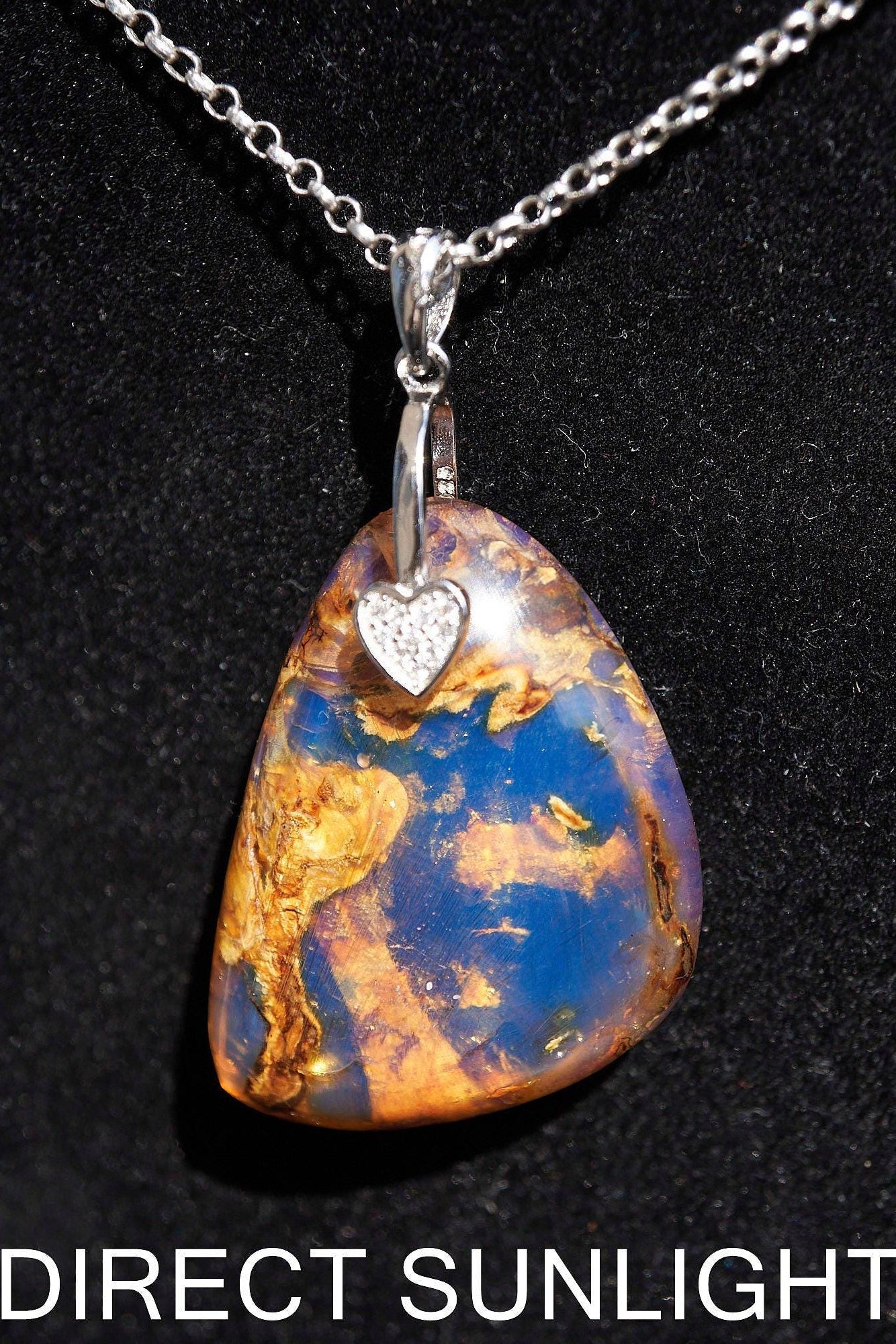 Dominican Blue Amber Teardrop Pendant - 925 Sterling Silver - Larimar Creations