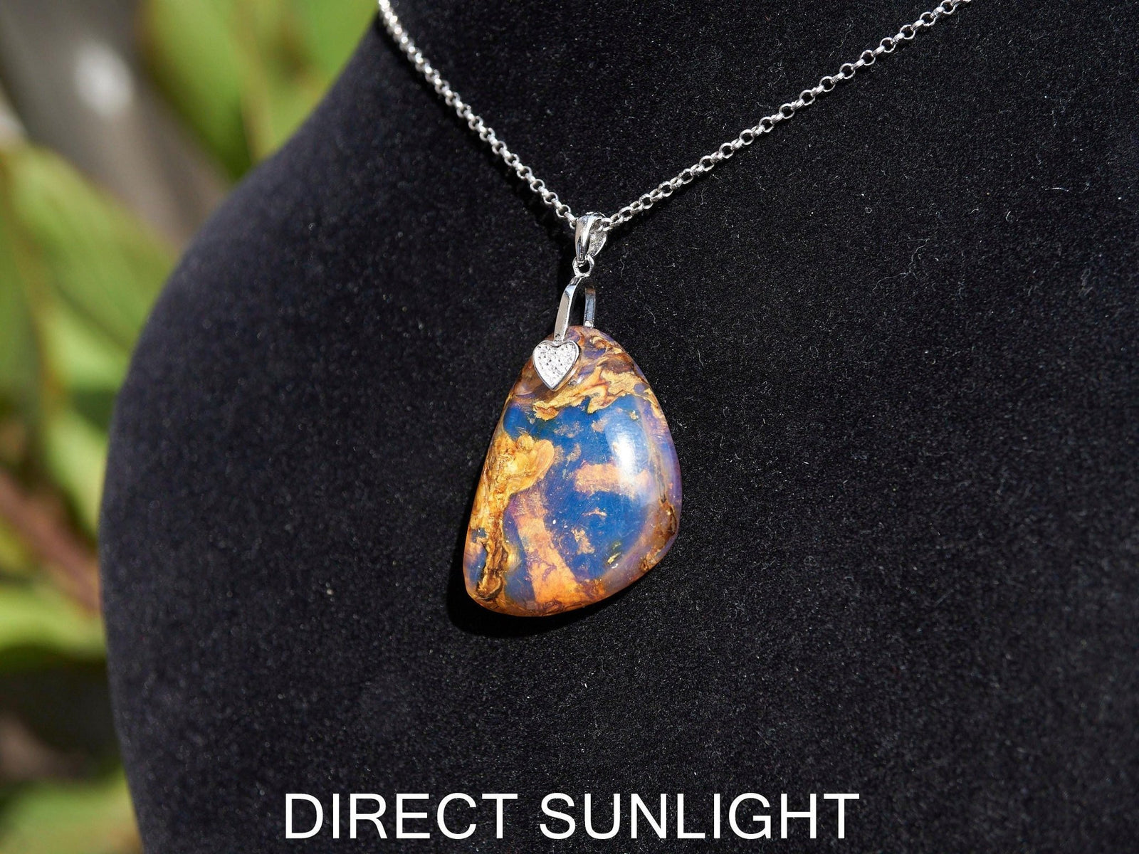 Dominican Blue Amber Teardrop Pendant - 925 Sterling Silver - Larimar Creations