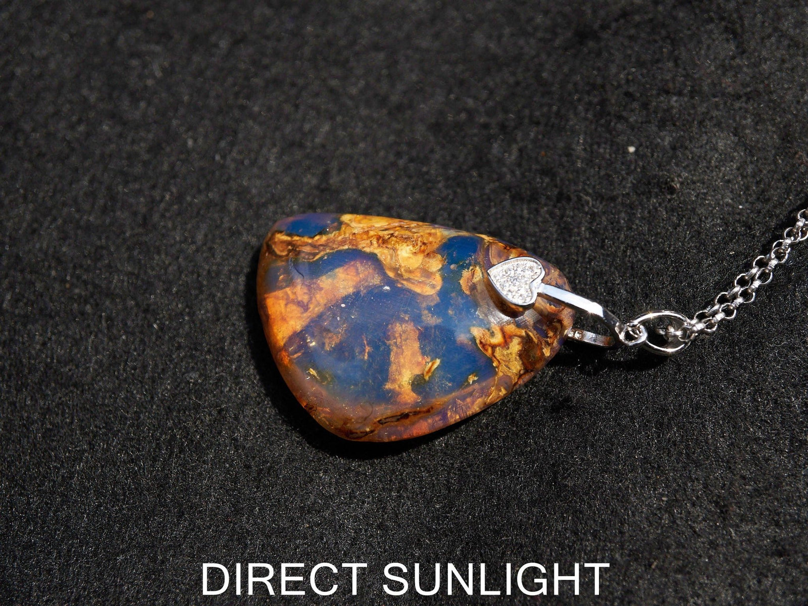 Dominican Blue Amber Teardrop Pendant - 925 Sterling Silver - Larimar Creations