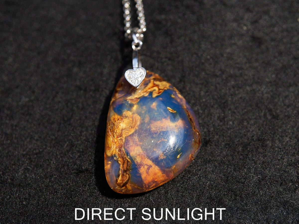 Dominican Blue Amber Teardrop Pendant - 925 Sterling Silver - Larimar Creations