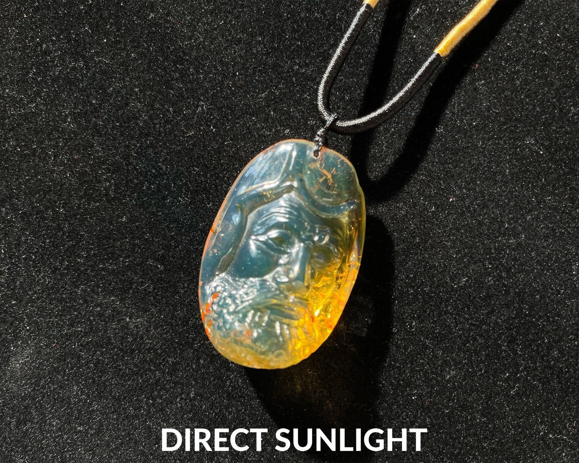 Dominican Blue &amp; Green Amber Dharma Pendant | Bead Necklace - Larimar Creations