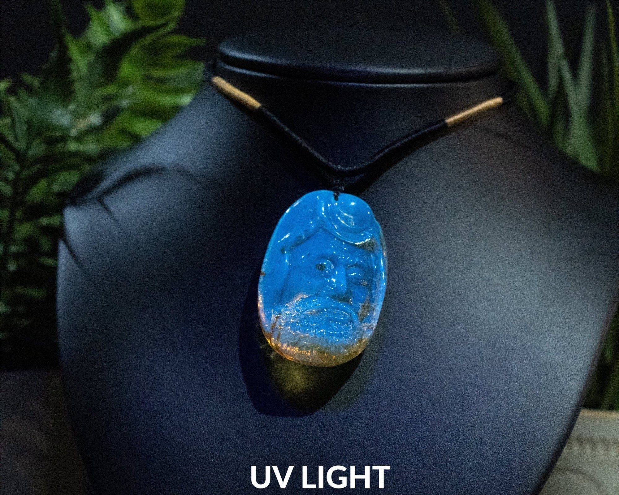 Dominican Blue &amp; Green Amber Dharma Pendant | Bead Necklace - Larimar Creations