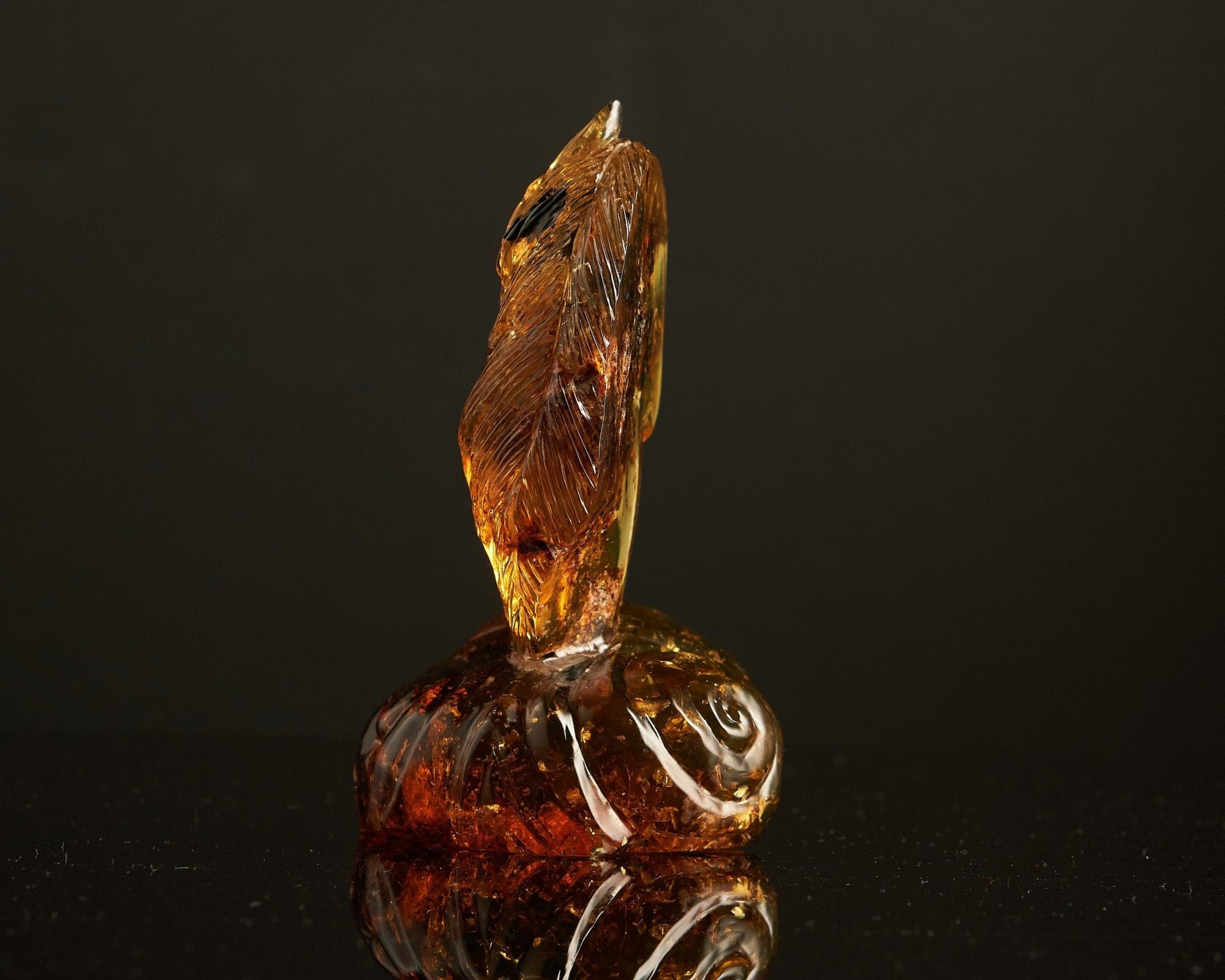 Dominican Green Amber Horse Carving - Authentic Handmade - Larimar Creations