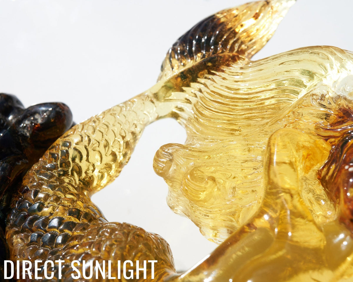 Dominican Green Amber Mermaid Figure Carving - Larimar Creations