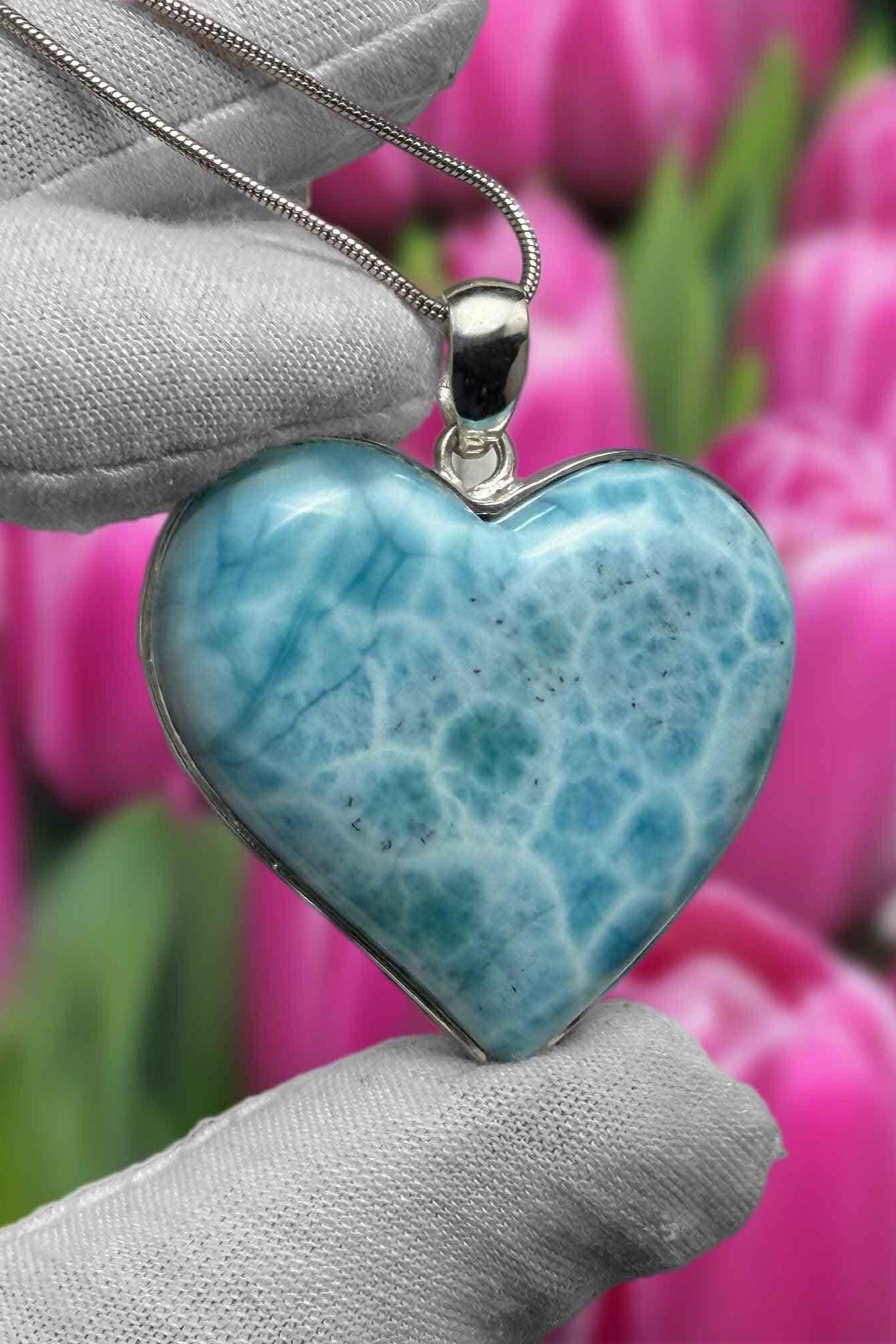 Dominican Larimar Heart Necklace - Larimar Creations