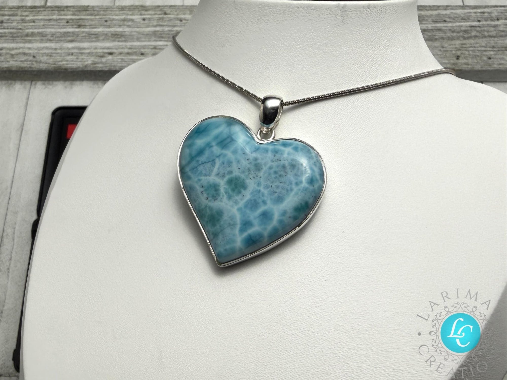 Dominican Larimar Heart Necklace - Larimar Creations